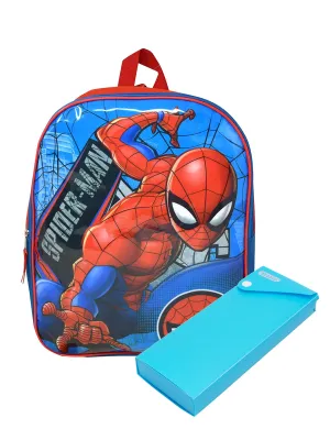 Marvel Spider-Man 15" Backpack Superhero w/ Sliding Pencil Case Set