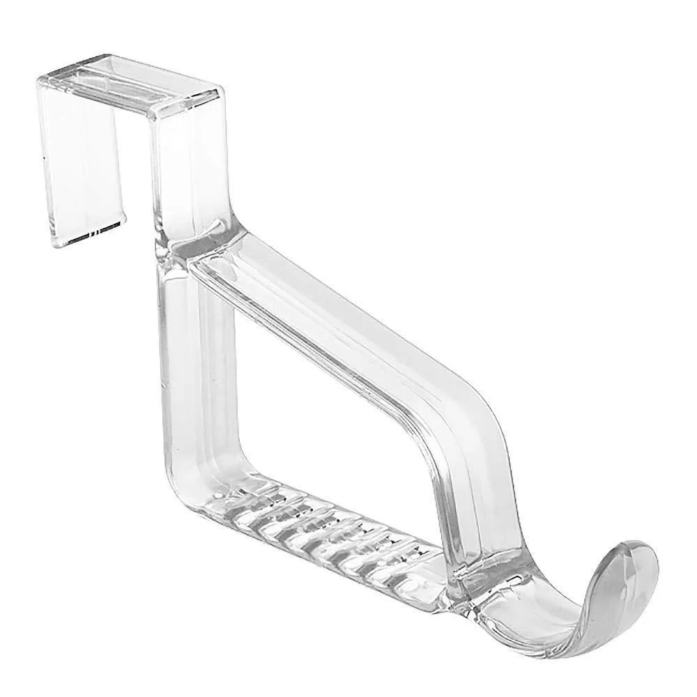 mDesign Modern Over Door Valet Hook - Multi Hanging Storage Organizer, Hook - for Coats, Hoodies, Hats, Scarves, Purses, Bath Towels & Robes - 3 Pack - Clear