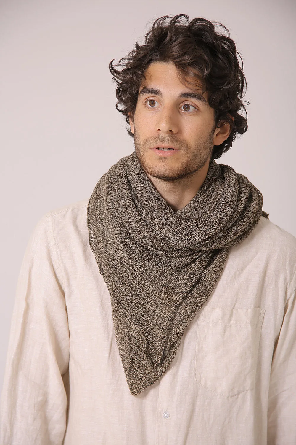 Men Big Soy Air Scarf - Brown, Grey
