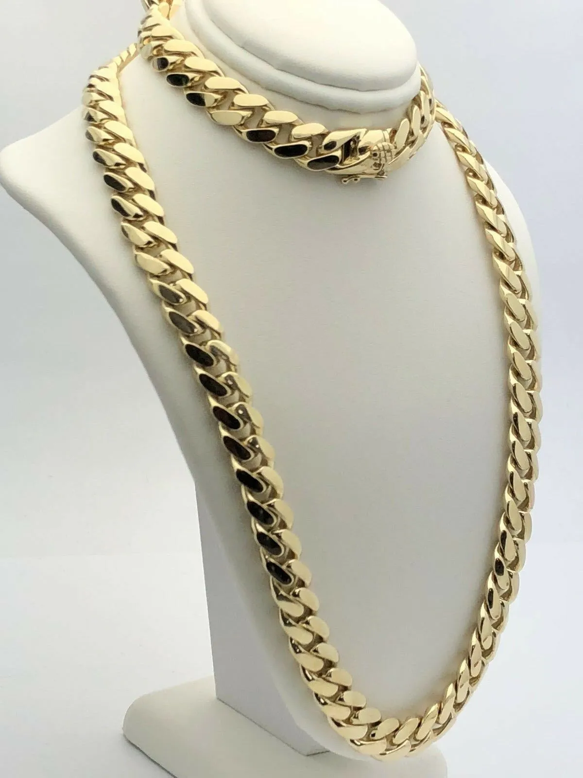 Men's 10k Yellow Gold Solid Heavy Miami Cuban Chain Necklace 26" 10.4mm 193.5g