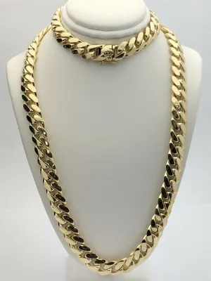 Men's 10k Yellow Gold Solid Heavy Miami Cuban Chain Necklace 26" 10.4mm 193.5g