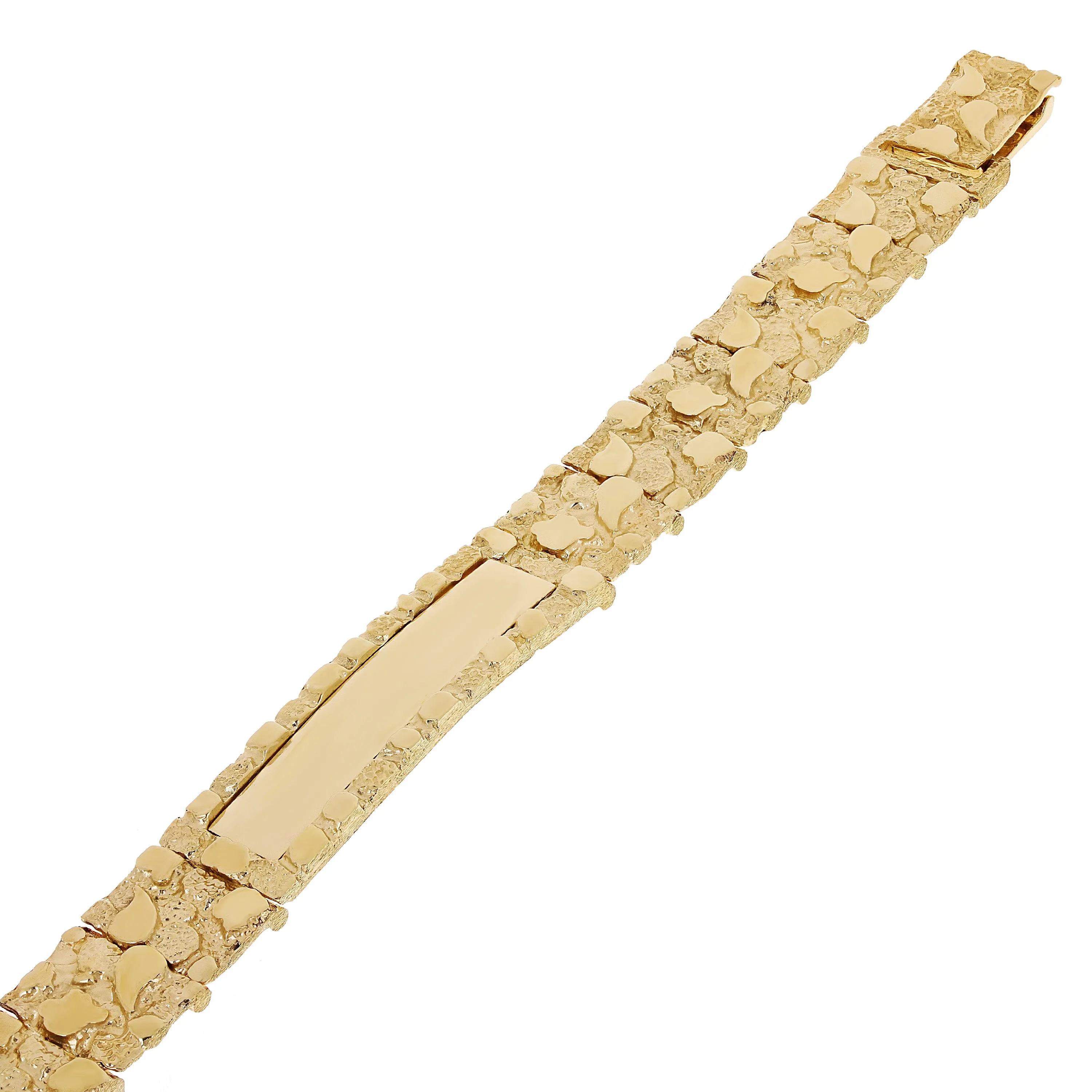Men's 10k Yellow Gold Solid Nugget ID Bracelet 7" - 9" 12.5mm