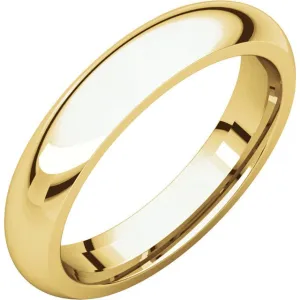 Men's 14k Yellow Gold 4mm Half Round Groom Wedding Band Ring