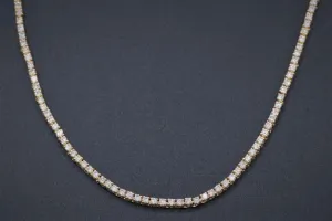 Men's 14k Yellow Gold Diamond Tennis Necklace