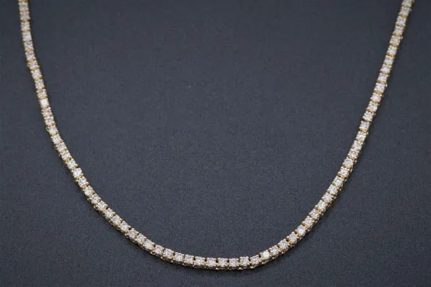 Men's 14k Yellow Gold Diamond Tennis Necklace