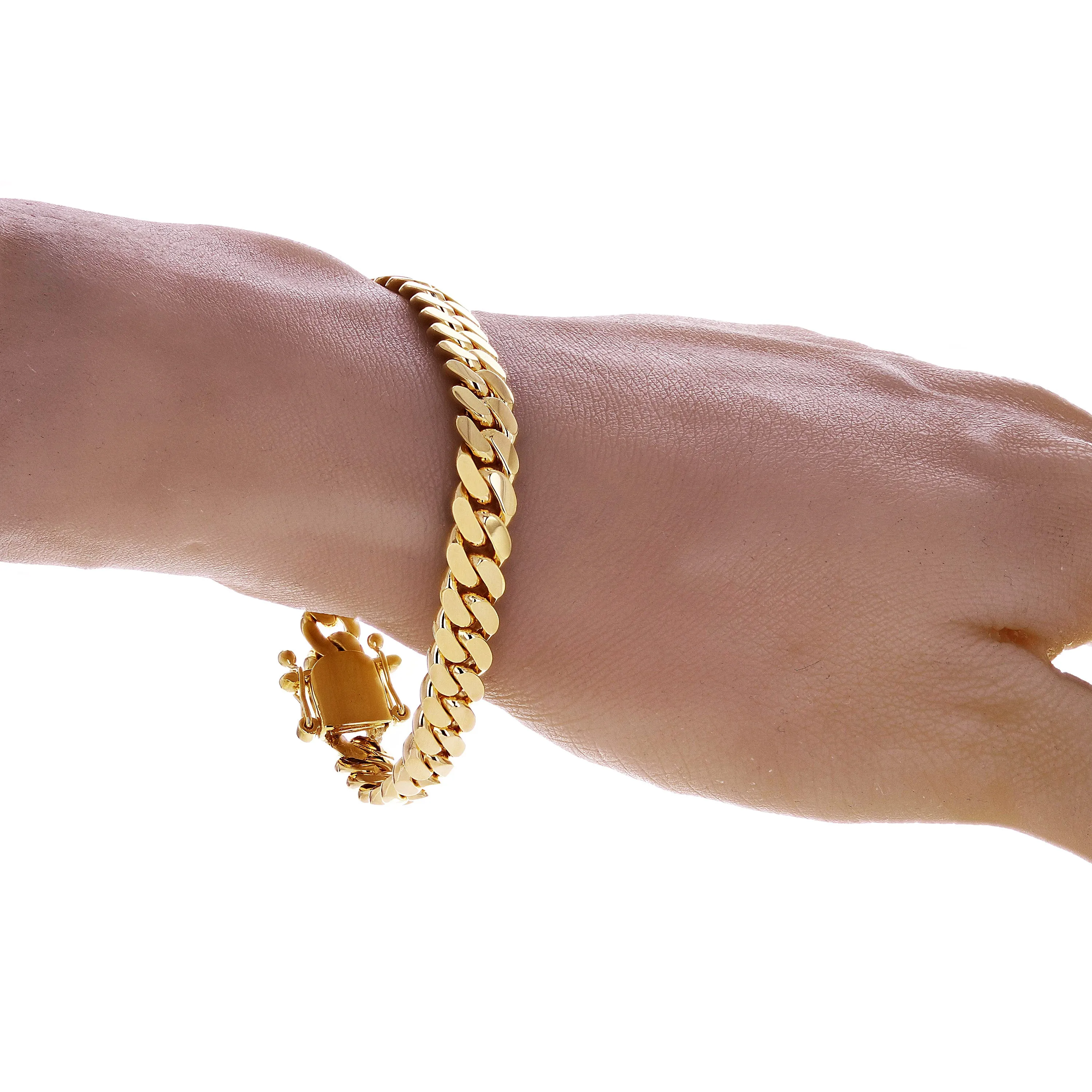 Men's 14k Yellow Gold Solid Miami Cuban Chain Bracelet 8.5" 7.7mm 45 grams