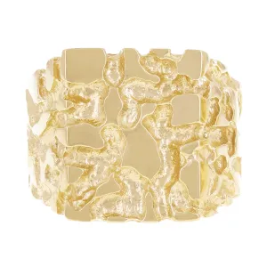 Men's 14k Yellow Gold Square Nugget Ring 16.4mm Size 7 - 12
