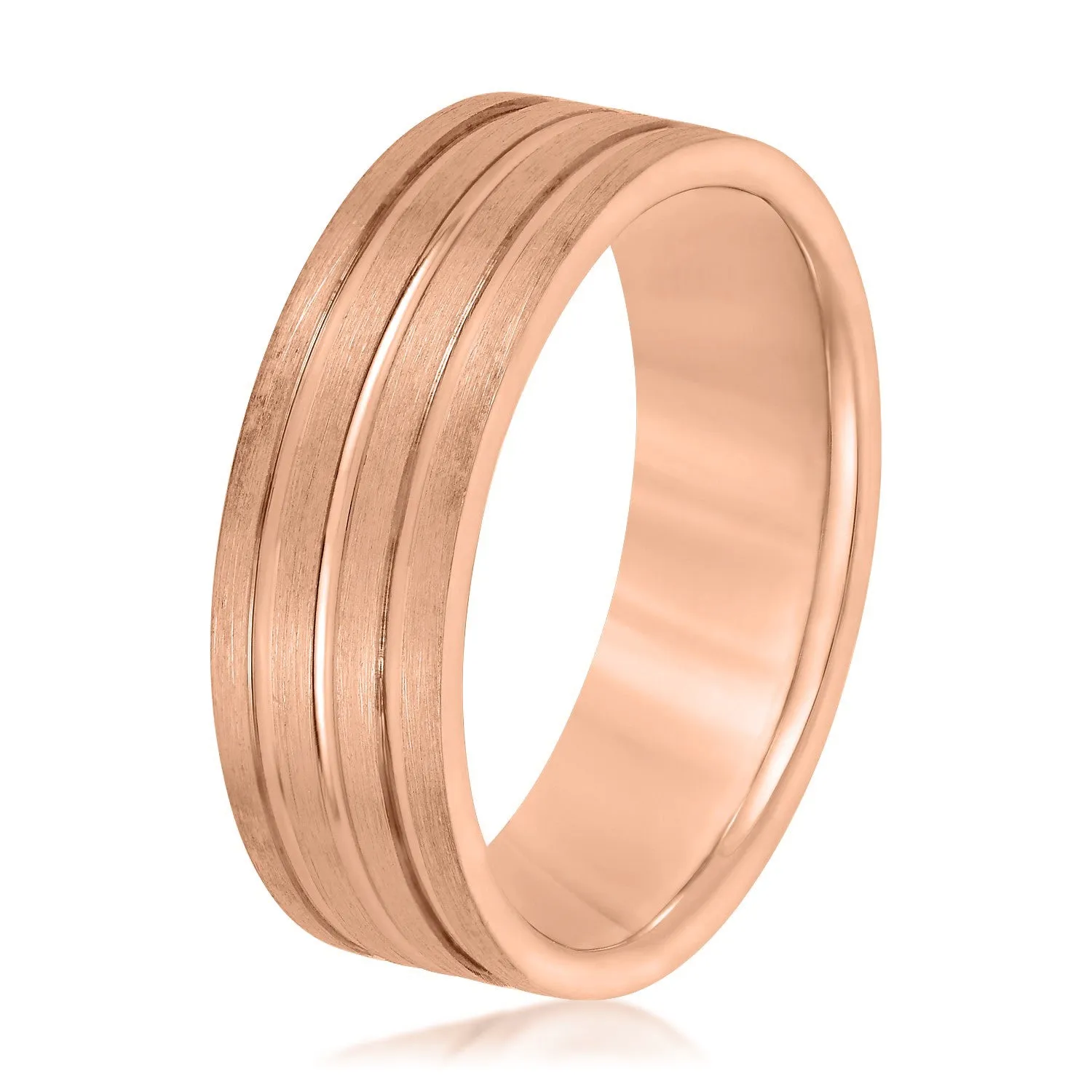 Men's 3 Groove Textured Wedding Band