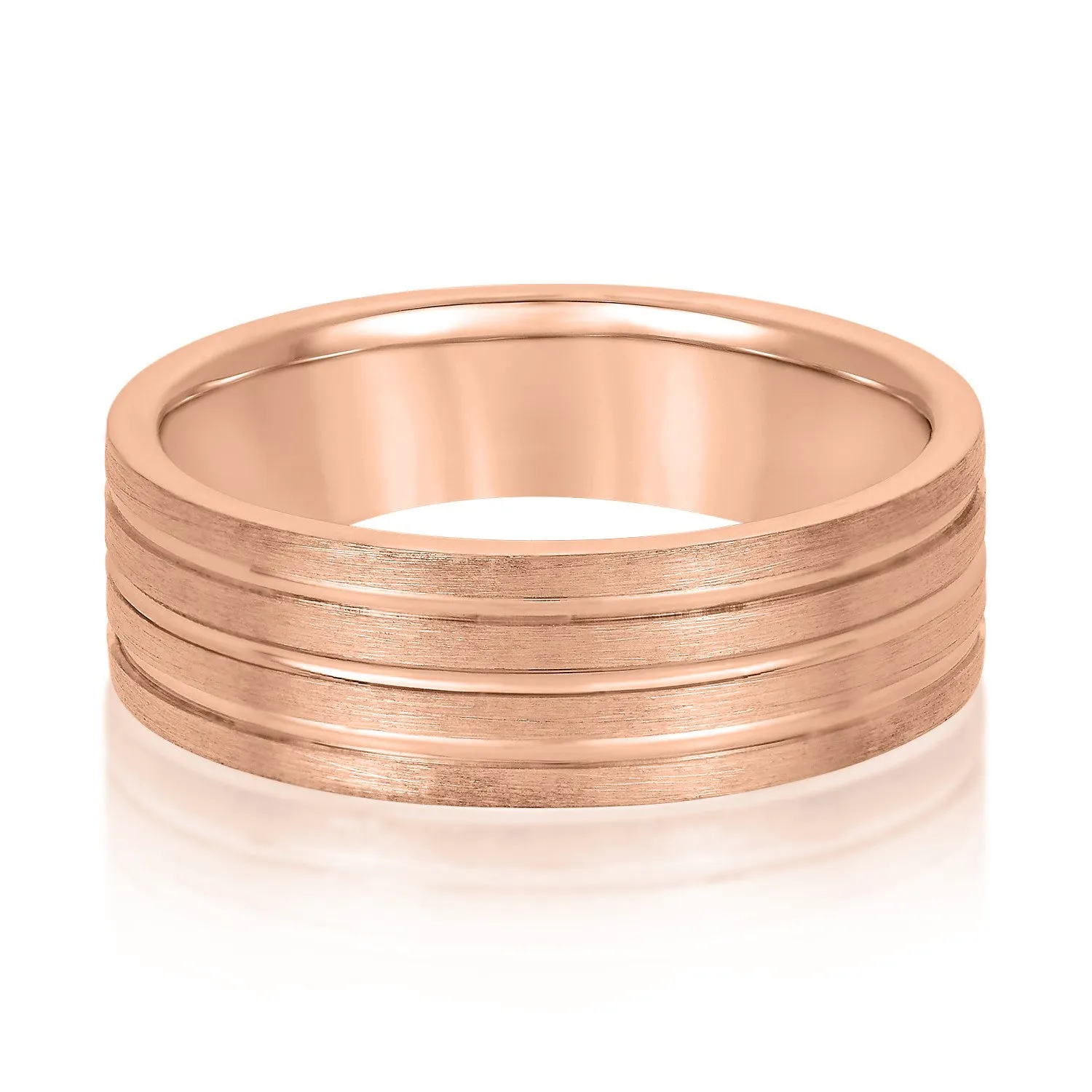 Men's 3 Groove Textured Wedding Band