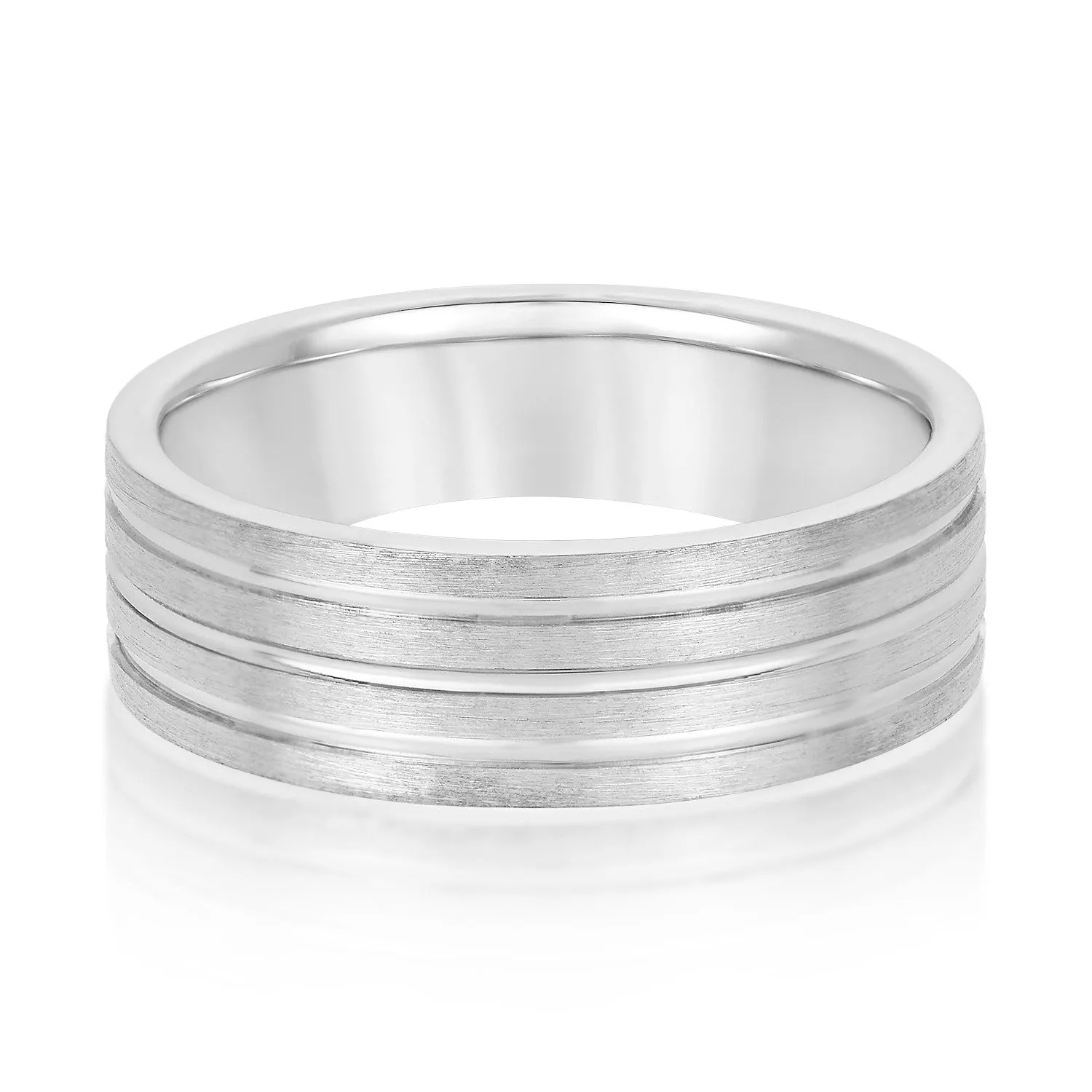 Men's 3 Groove Textured Wedding Band