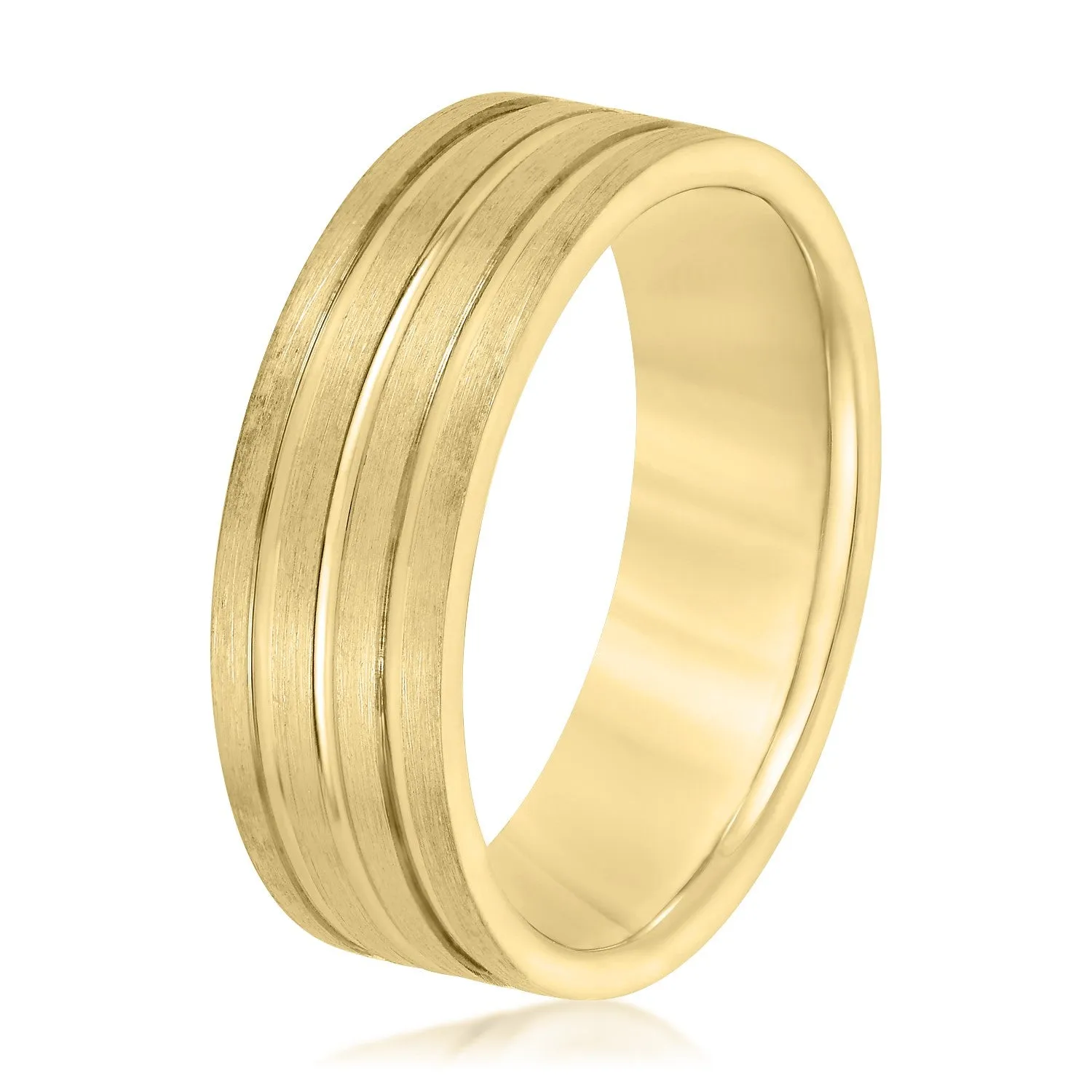 Men's 3 Groove Textured Wedding Band