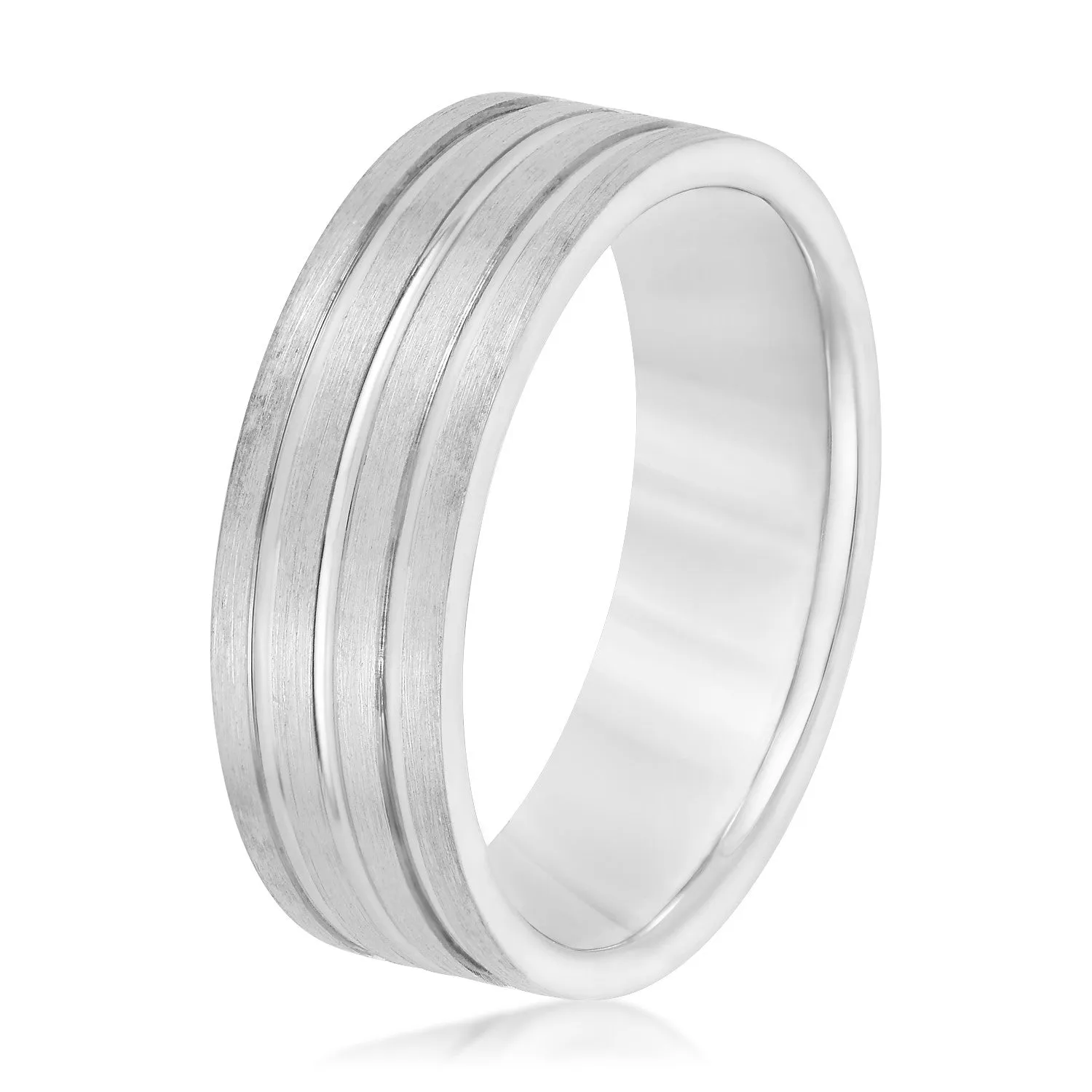 Men's 3 Groove Textured Wedding Band