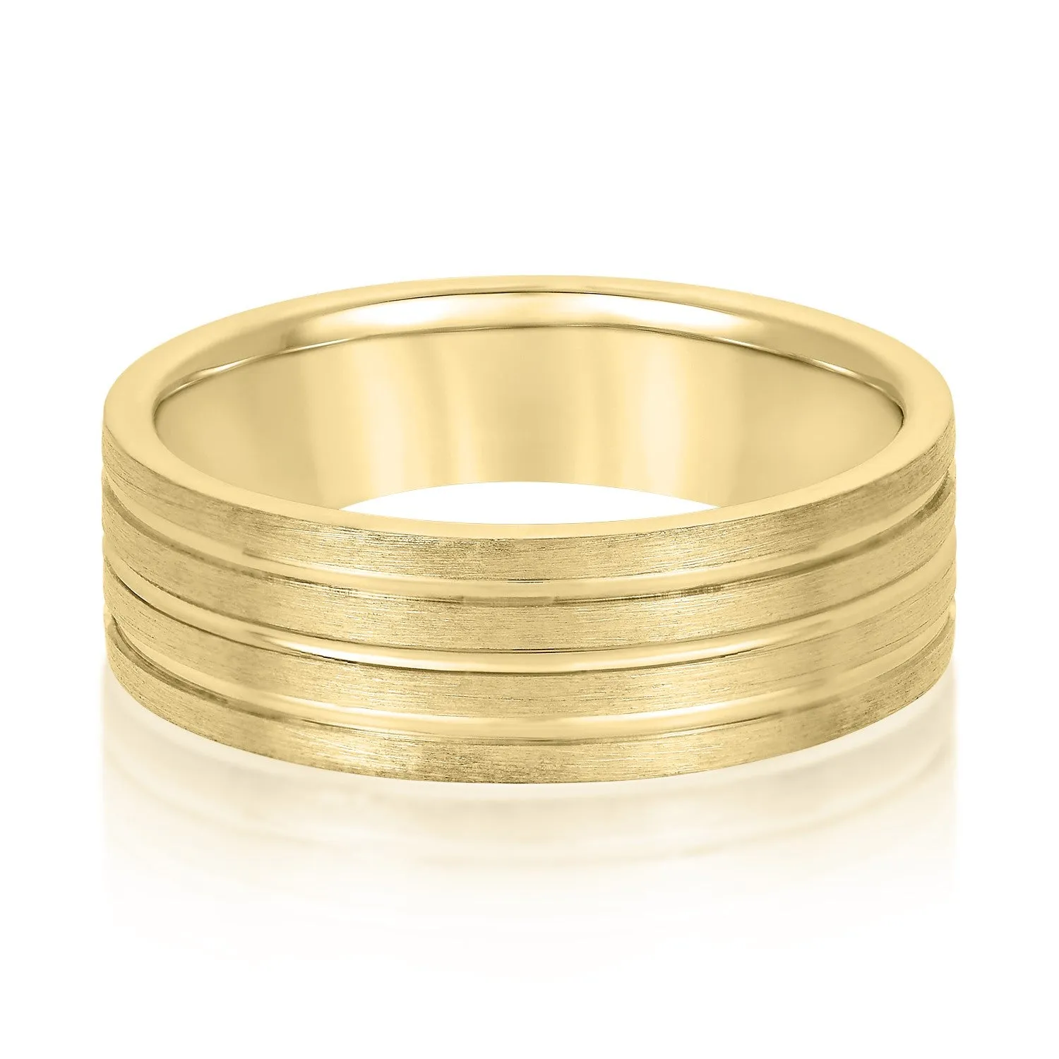 Men's 3 Groove Textured Wedding Band