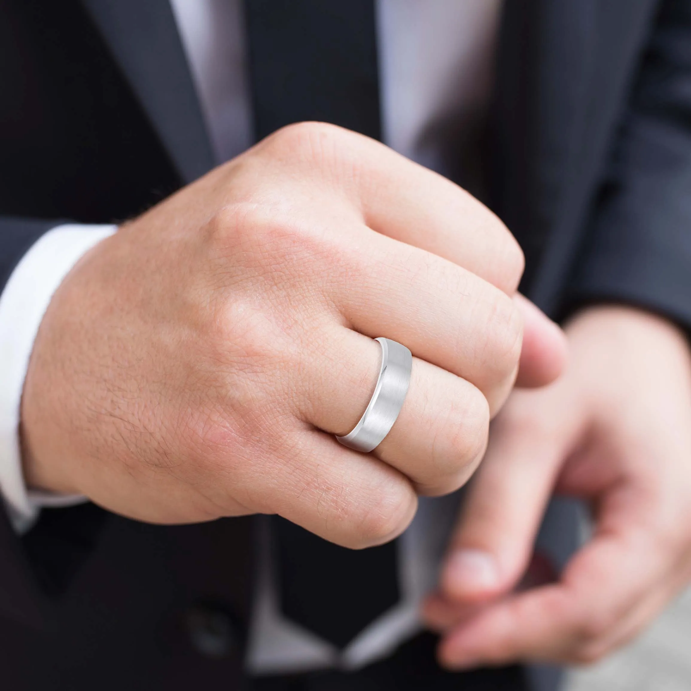Men's Beveled Edge Matte Wedding Band