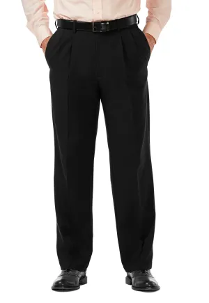 Men's Black, Pleated Front, Comfort-Waist Dress Pants