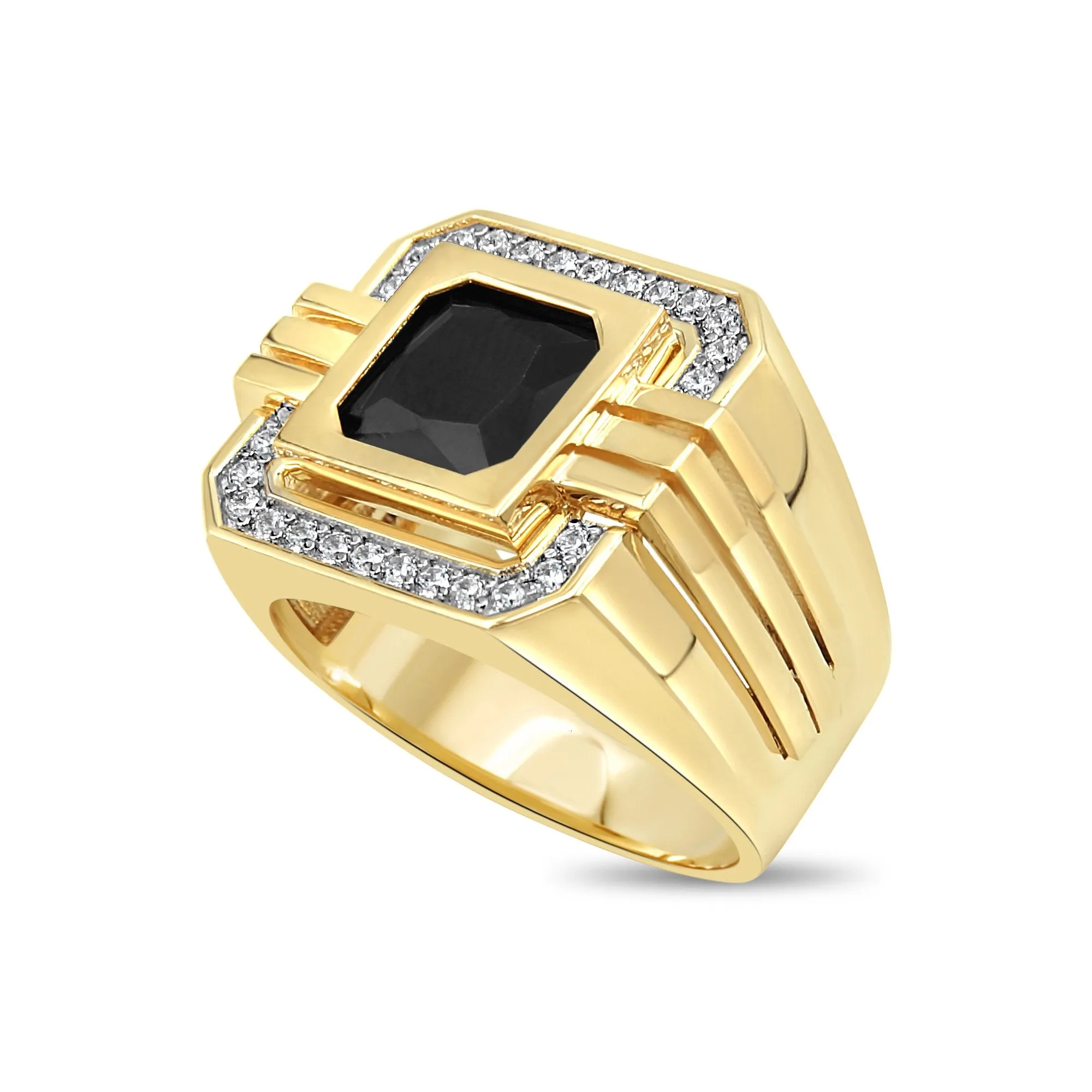 Men's Black Stone Pave set ring in 10kt Gold