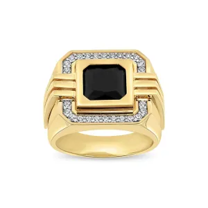 Men's Black Stone Pave set ring in 10kt Gold