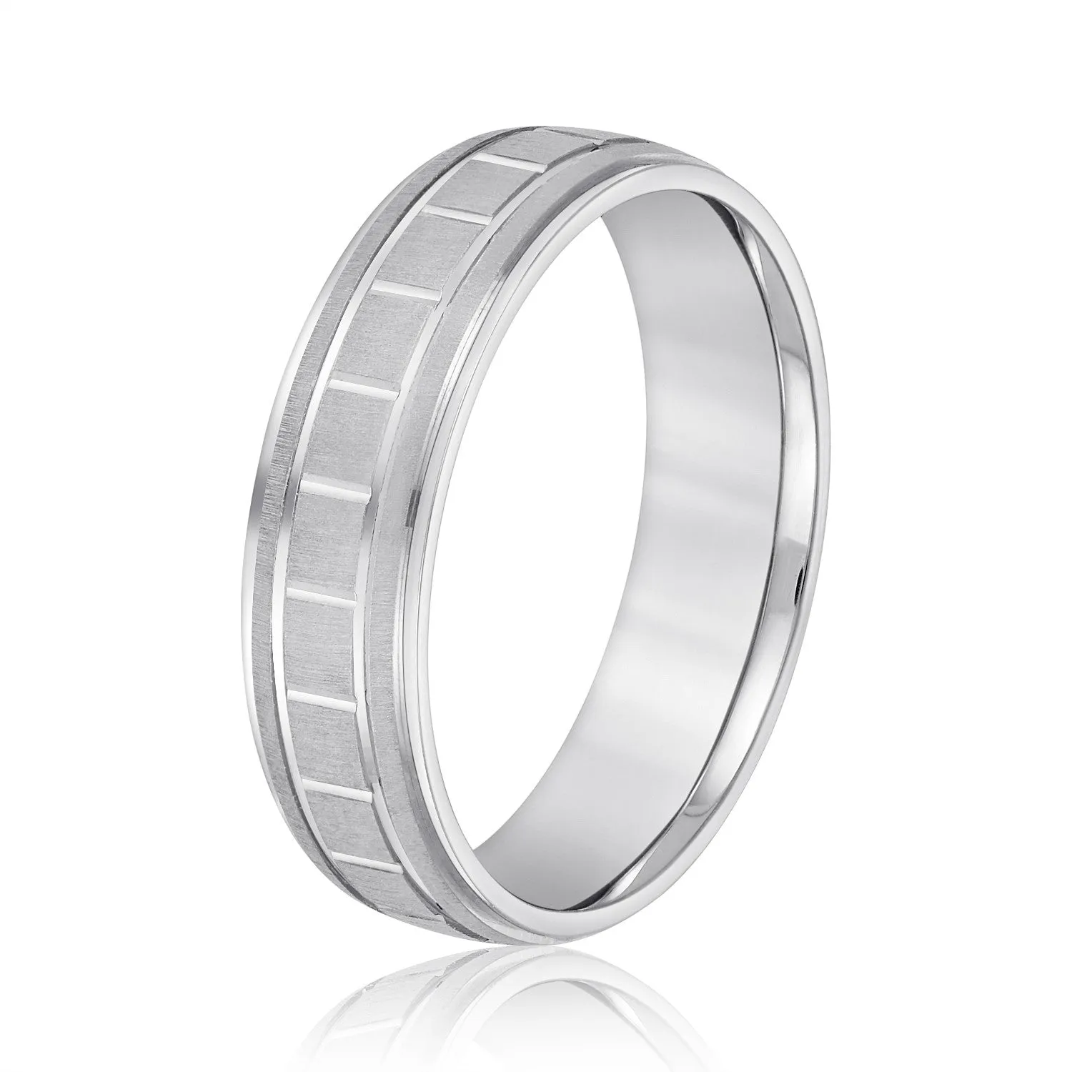 Men's Box-Patterned Brushed Wedding Band
