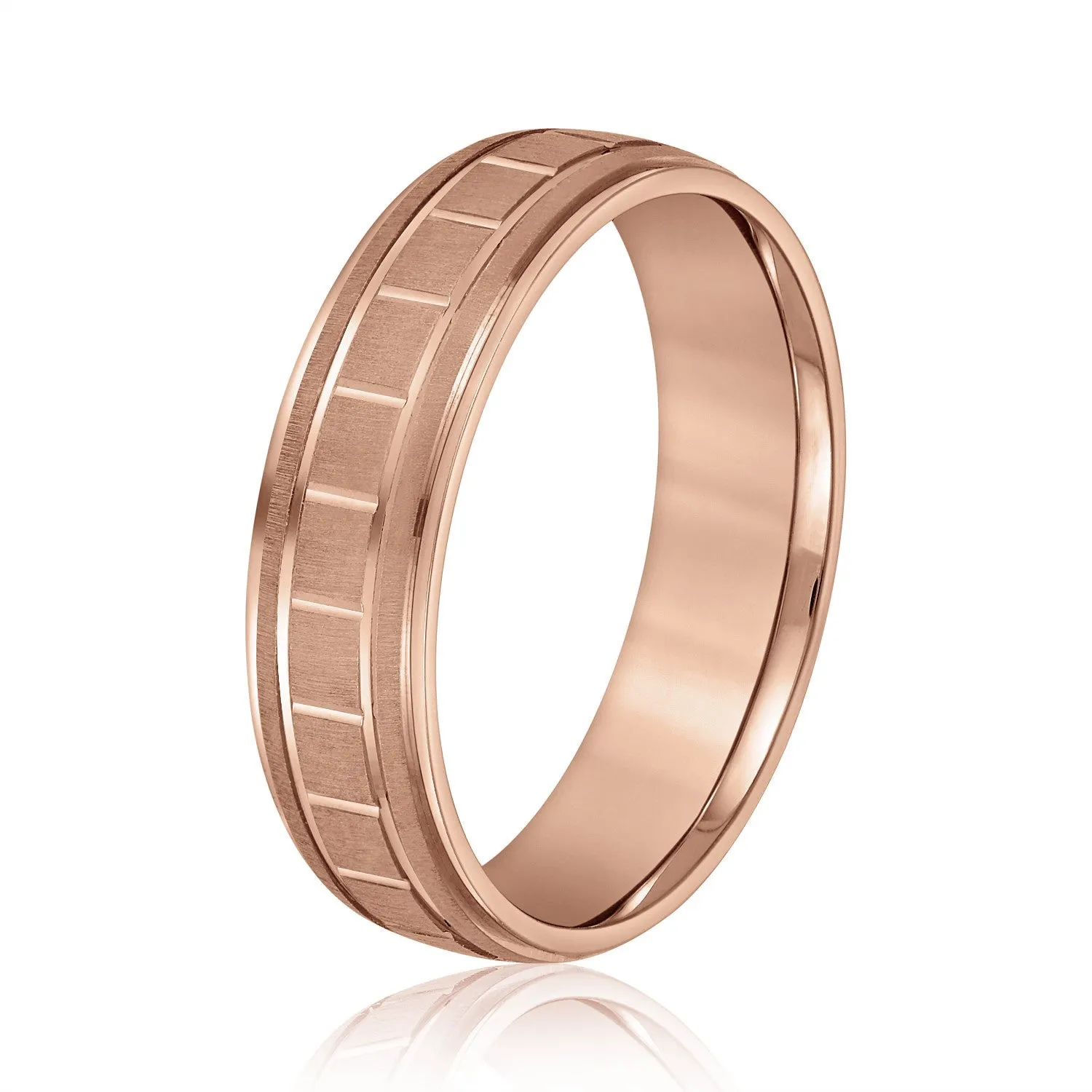 Men's Box-Patterned Brushed Wedding Band