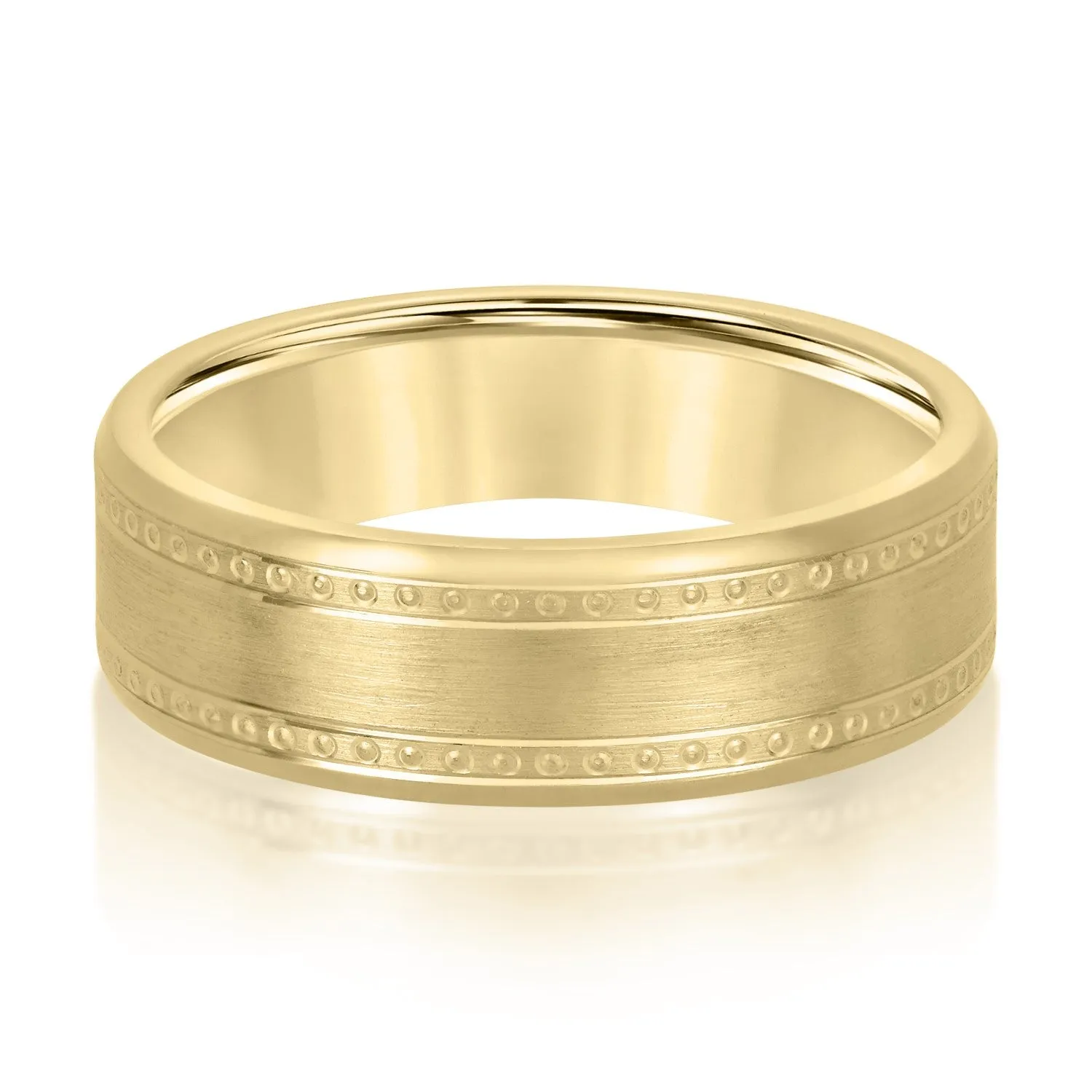 Men's Center Brushed Double Grooved Comfort-fit Wedding Band