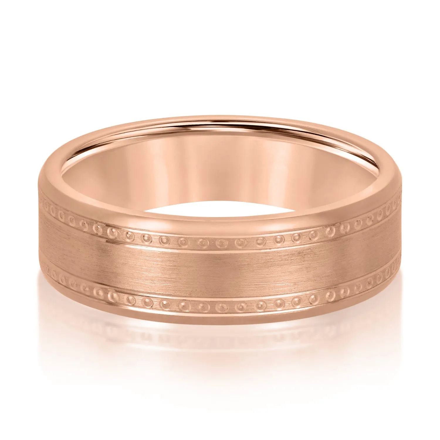 Men's Center Brushed Double Grooved Comfort-fit Wedding Band