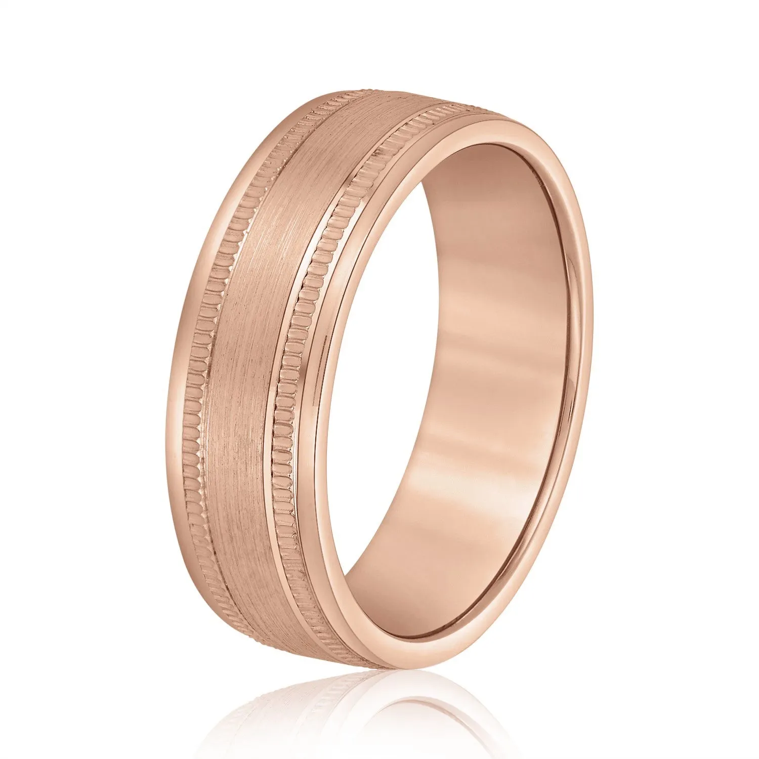 Men's Center Brushed Double Grooved Wedding Band