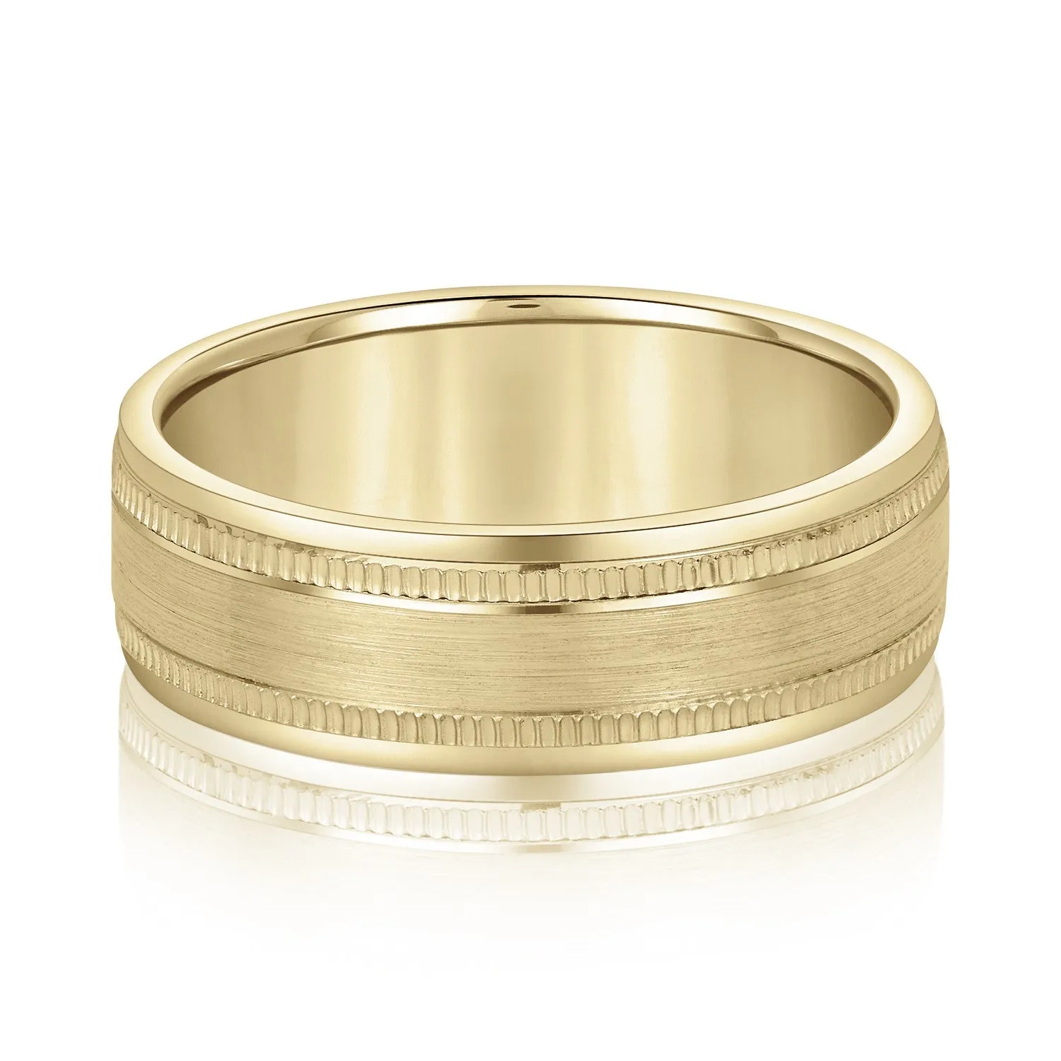 Men's Center Brushed Double Grooved Wedding Band