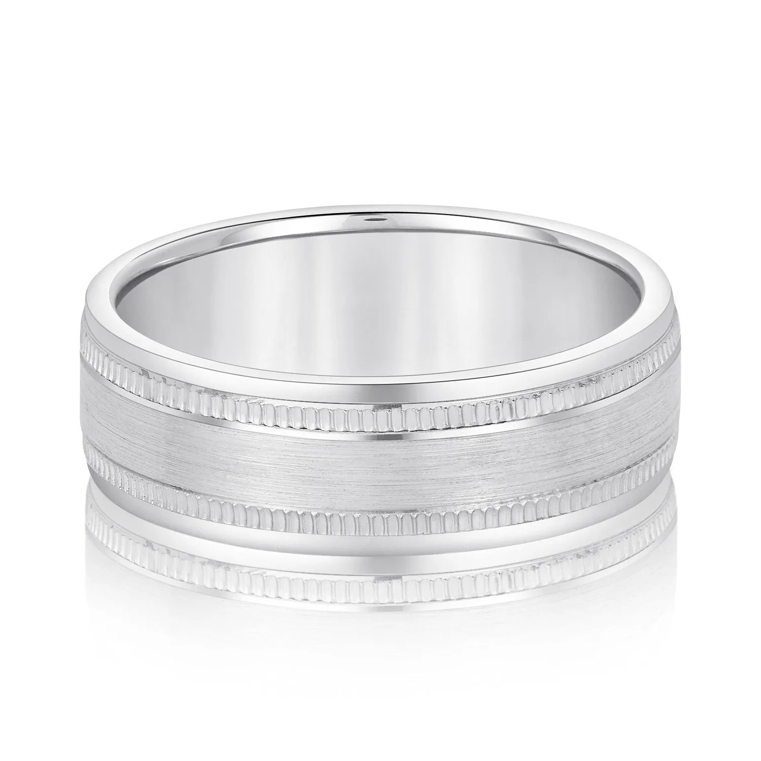 Men's Center Brushed Double Grooved Wedding Band