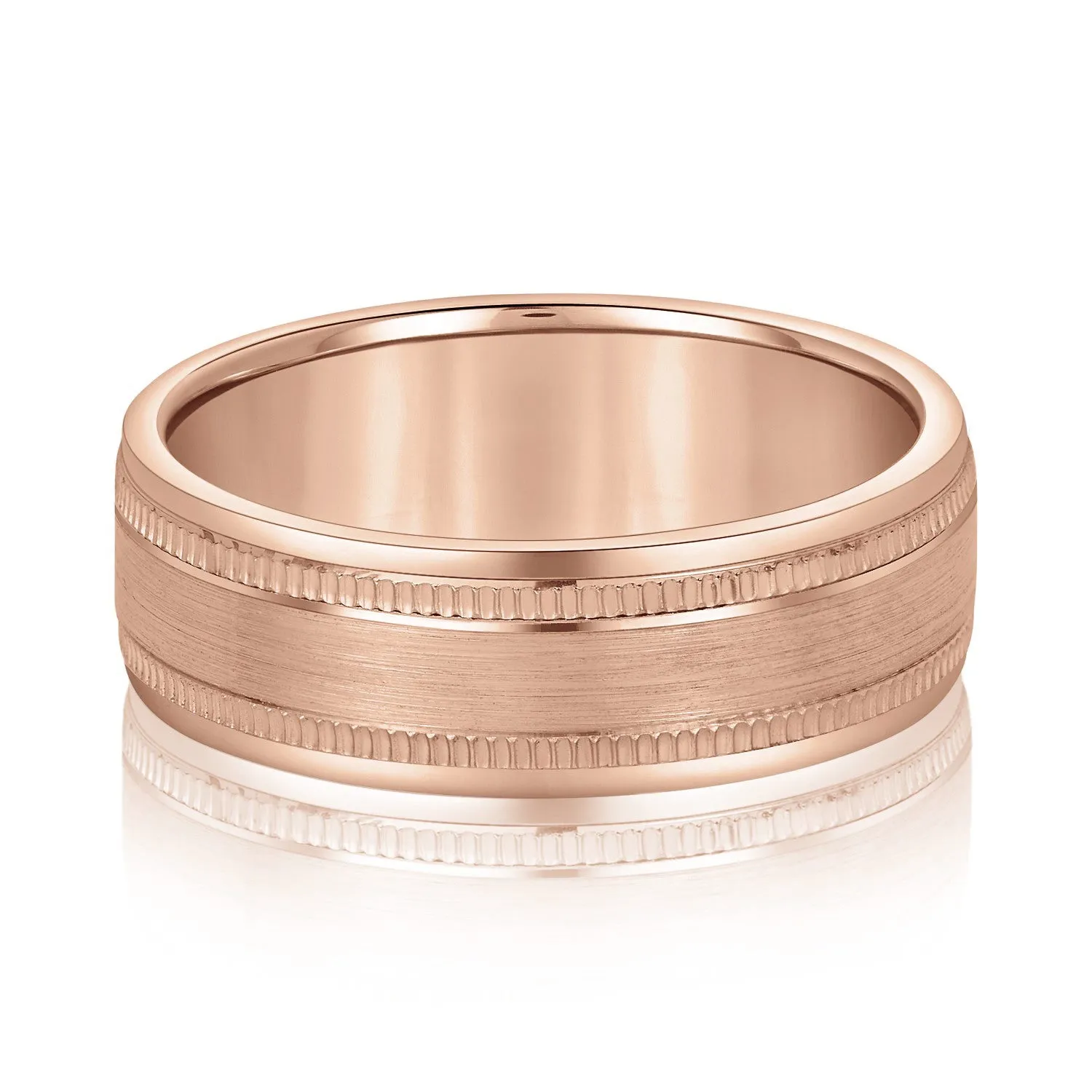 Men's Center Brushed Double Grooved Wedding Band