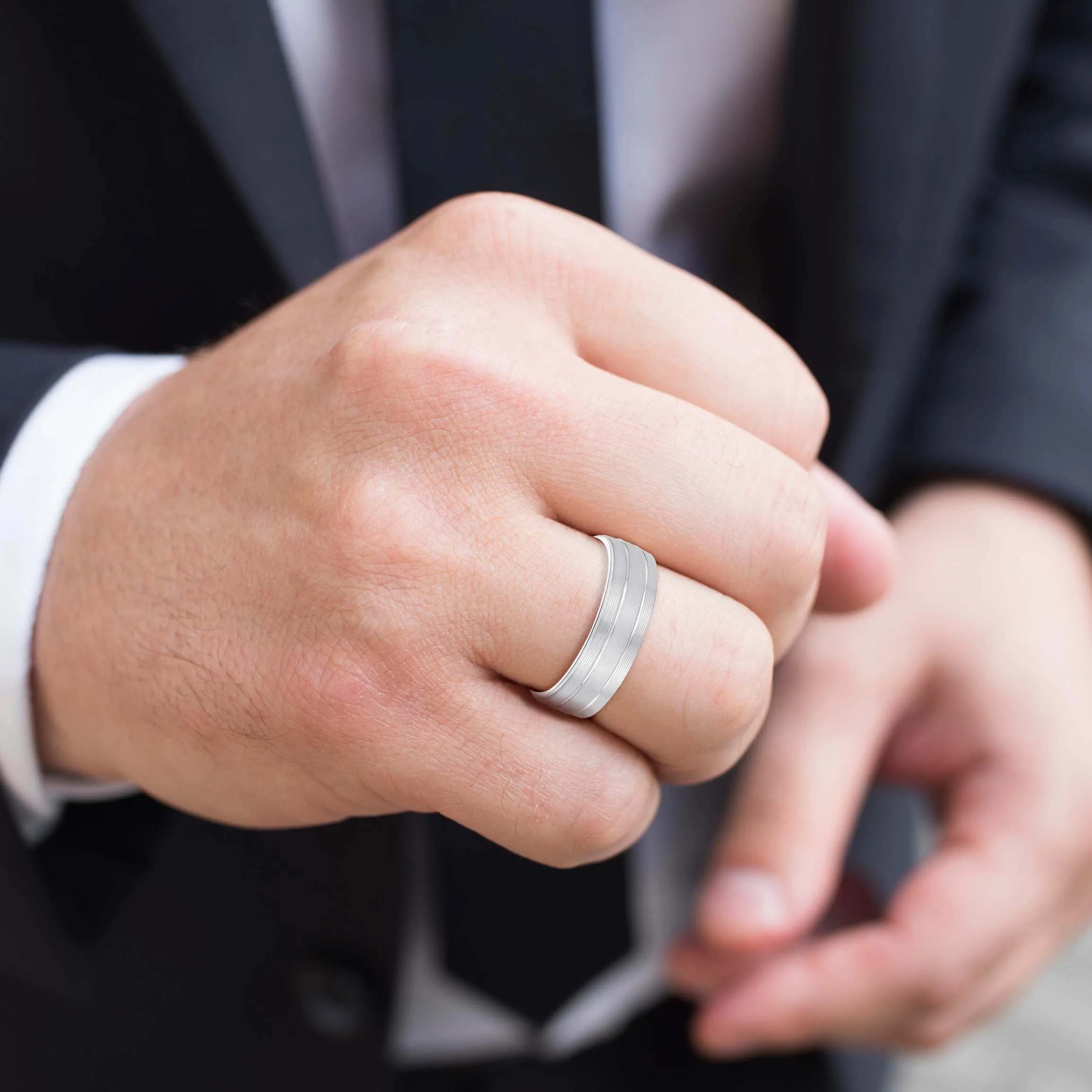 Men's Classic Ridged Edge Wedding Band