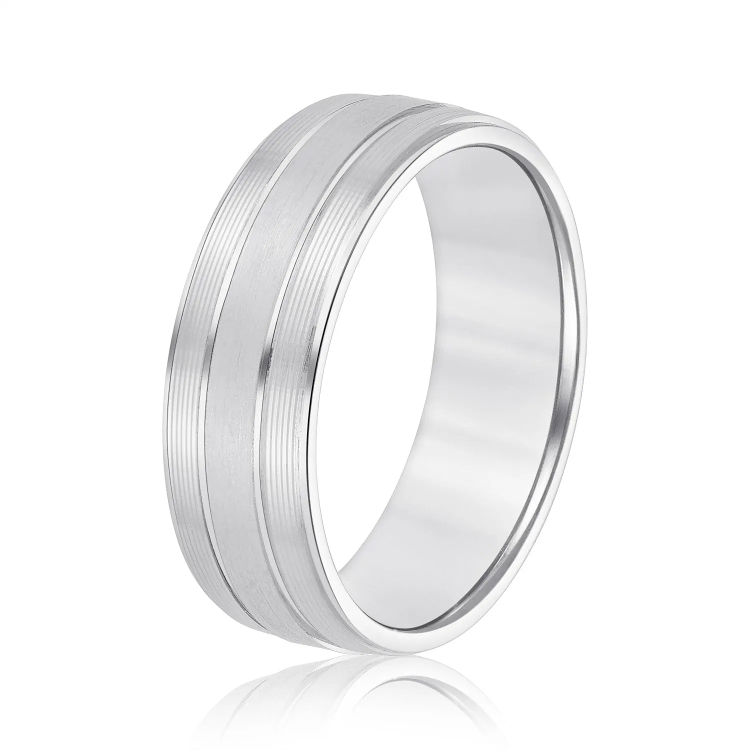 Men's Classic Ridged Edge Wedding Band
