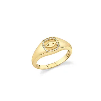 Men's Collection Gold & Diamond Eye Icon Signet Ring