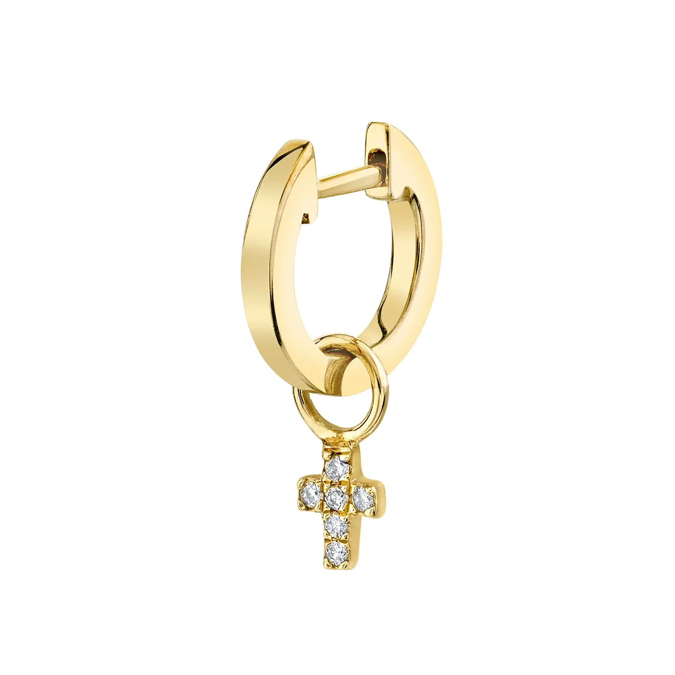 Men's Collection Gold & Diamond Mini Cross Charm Huggie Hoops