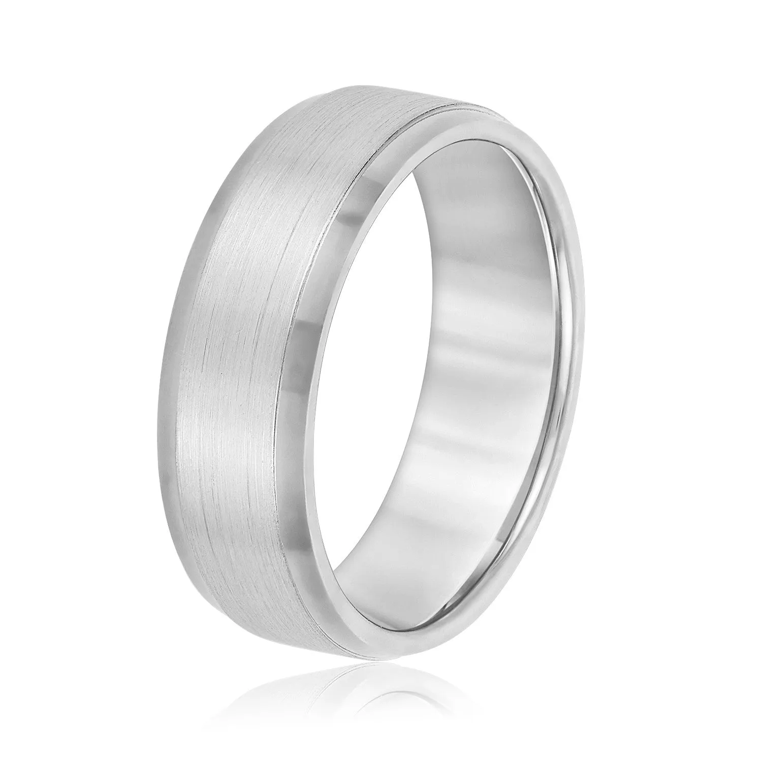 Men's Comfort Fit Brushed Bevel Edge Classic Band