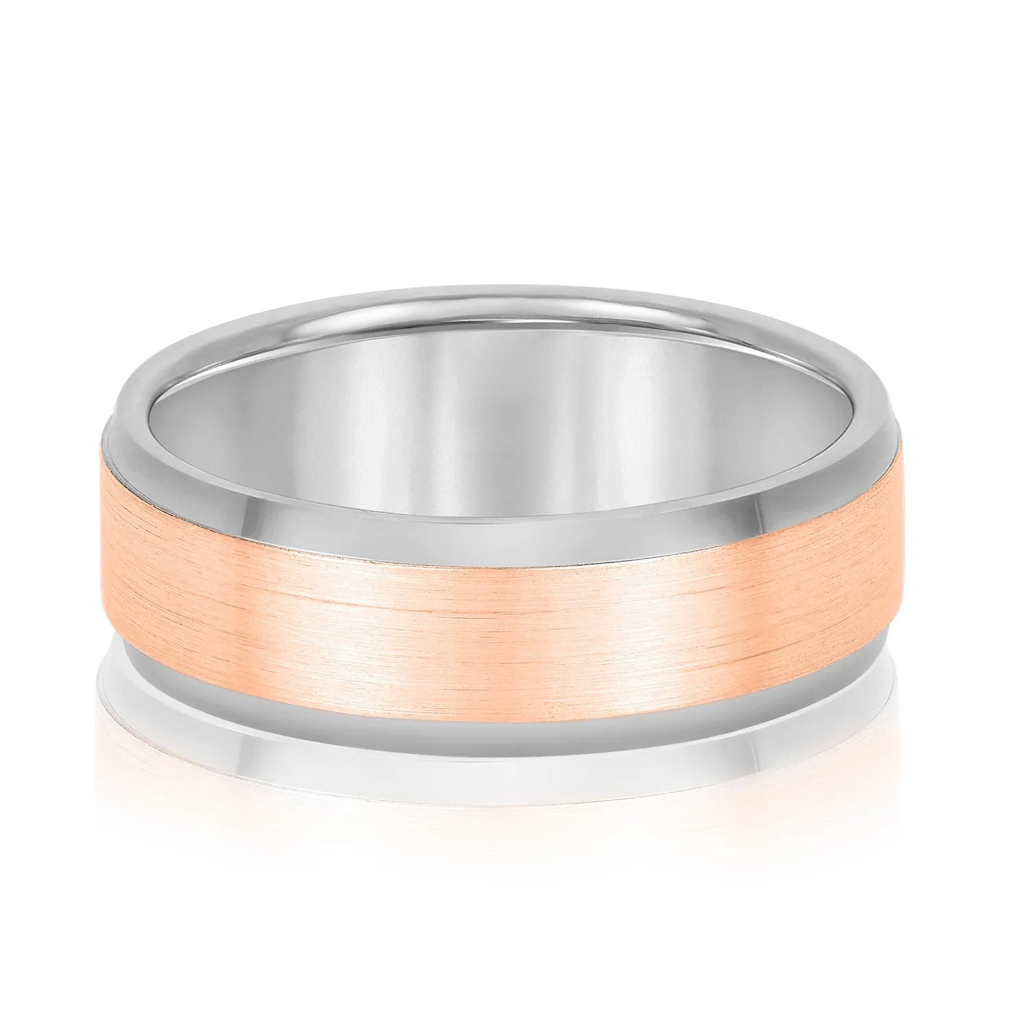 Men's Comfort Fit Brushed Bevel Edge Classic Band
