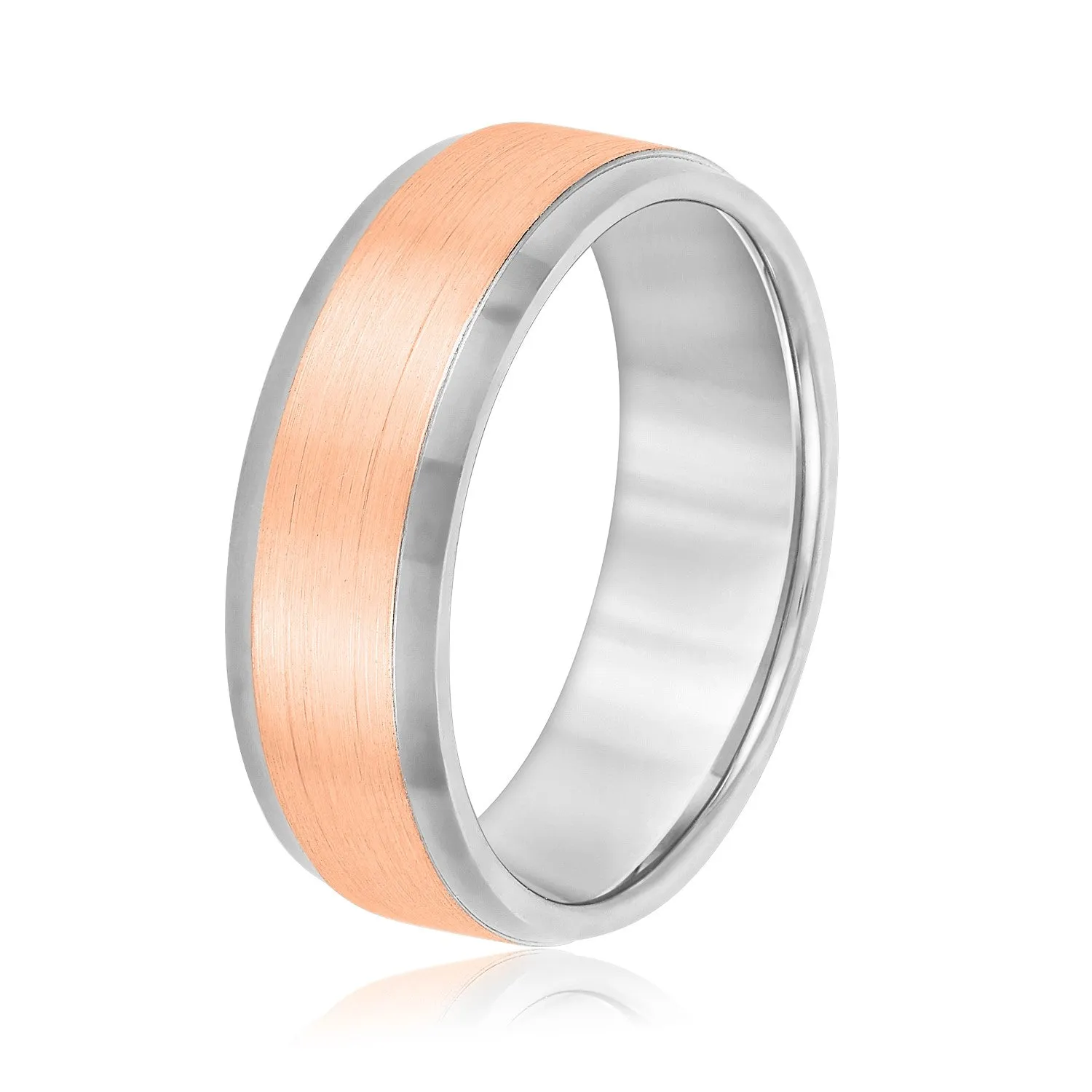 Men's Comfort Fit Brushed Bevel Edge Classic Band