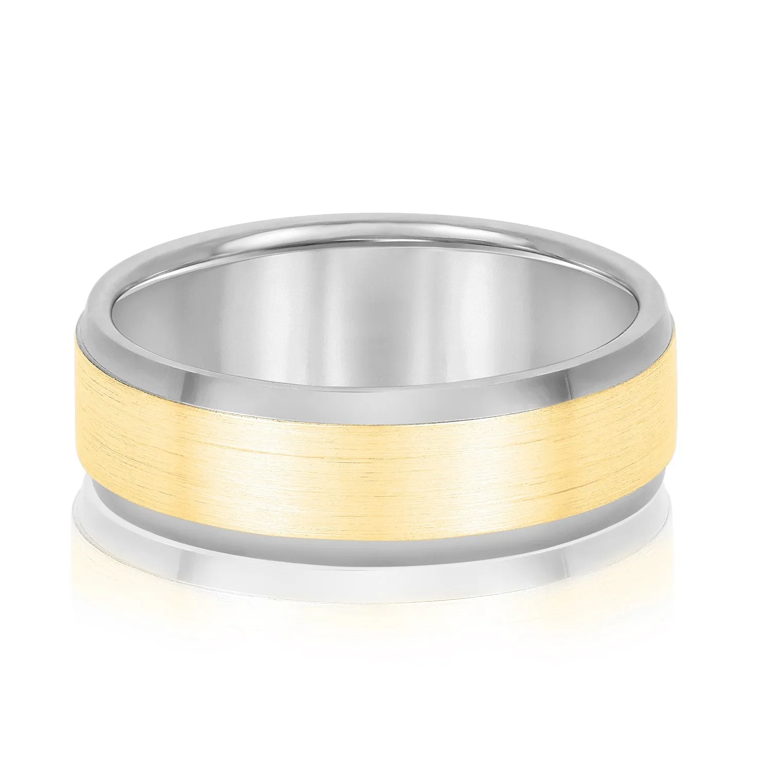 Men's Comfort Fit Brushed Bevel Edge Classic Band