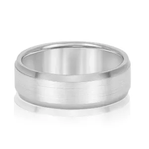 Men's Comfort Fit Brushed Bevel Edge Classic Band