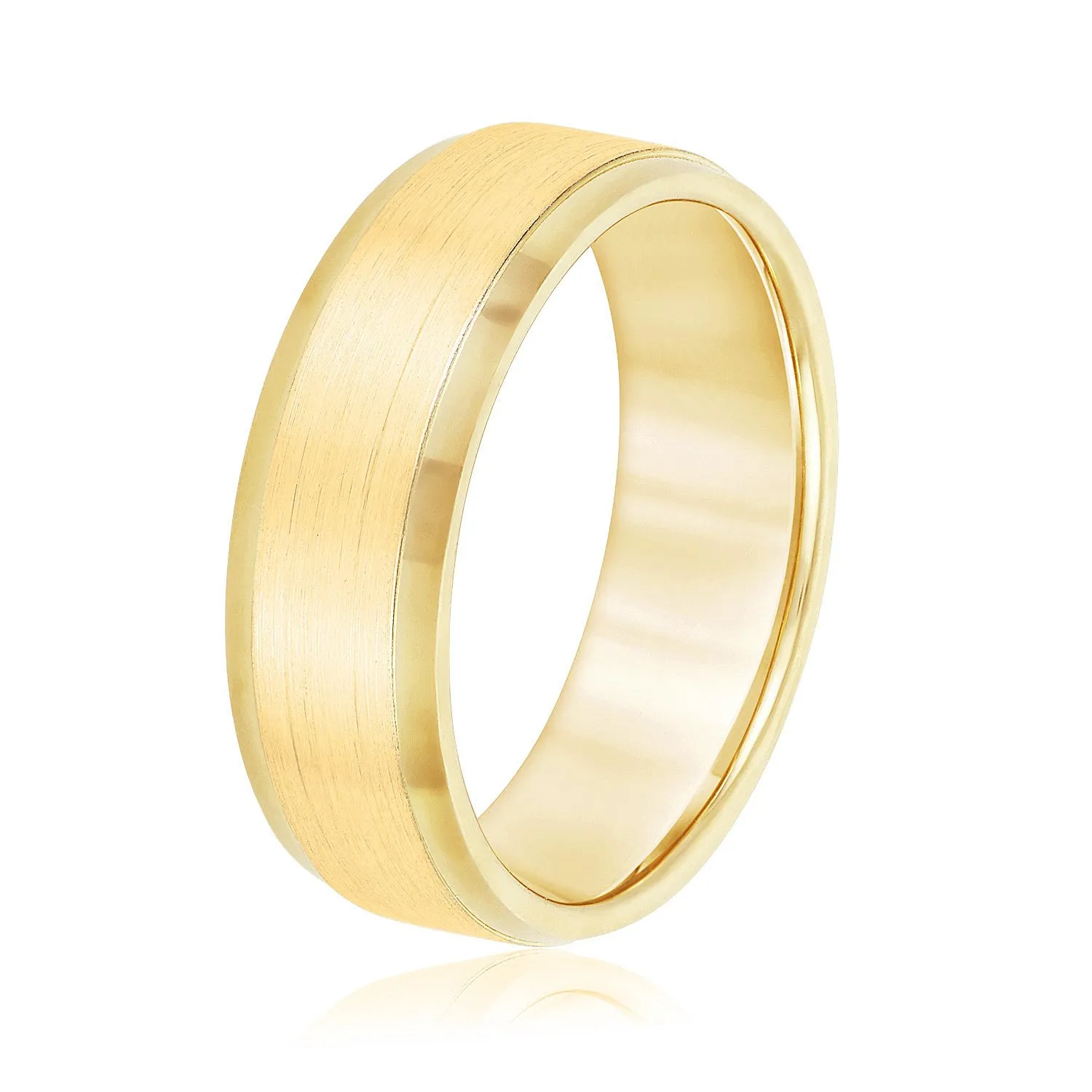 Men's Comfort Fit Brushed Bevel Edge Classic Band