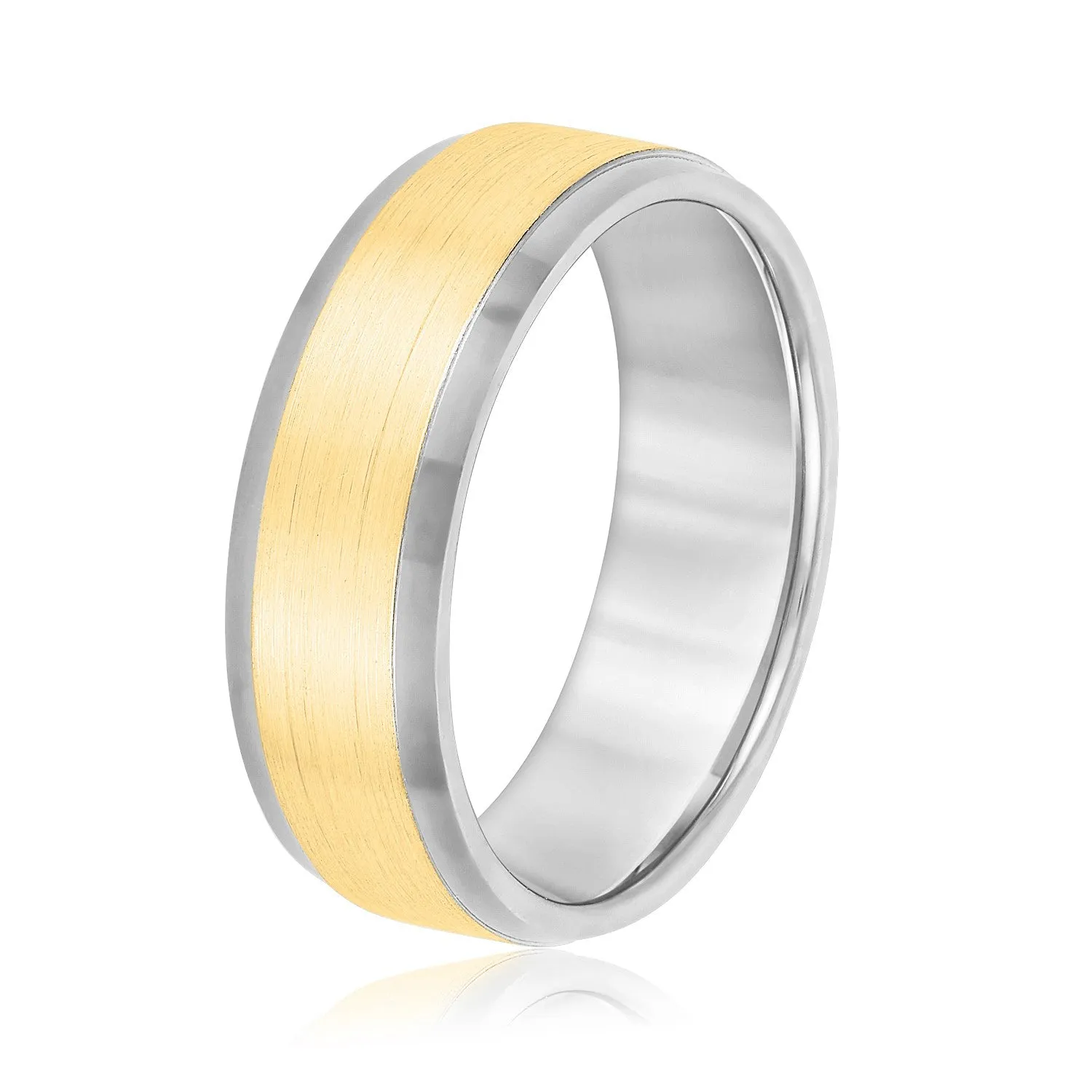 Men's Comfort Fit Brushed Bevel Edge Classic Band
