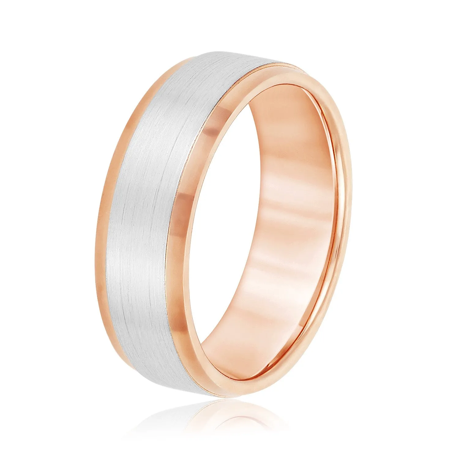 Men's Comfort Fit Brushed Bevel Edge Classic Band