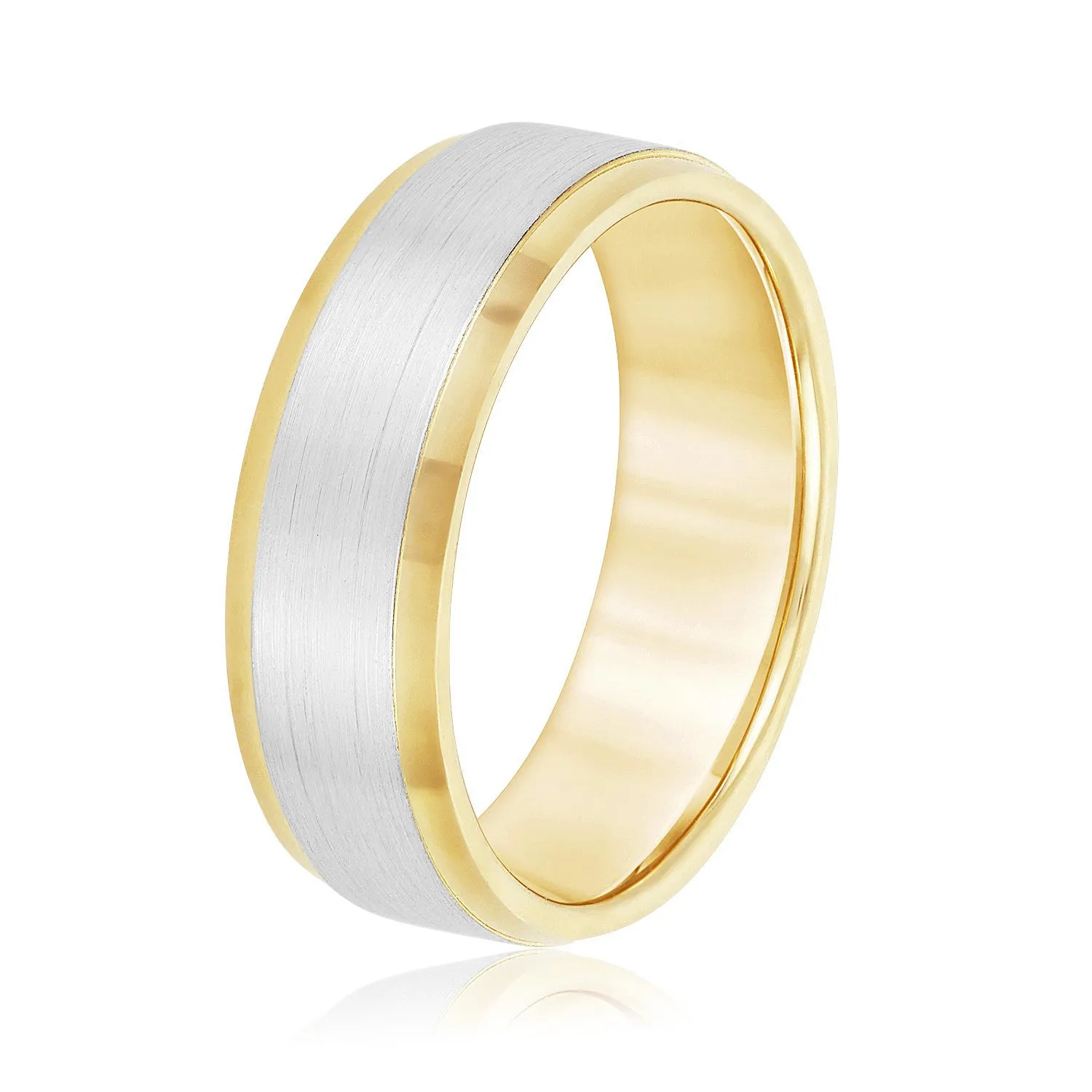 Men's Comfort Fit Brushed Bevel Edge Classic Band