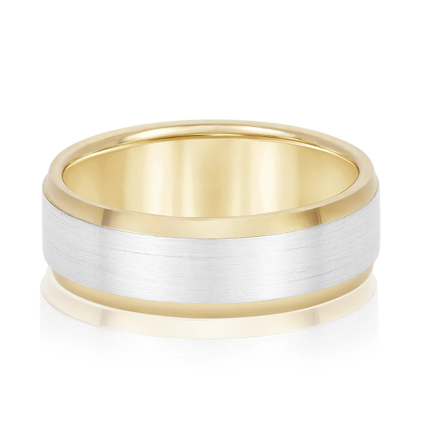 Men's Comfort Fit Brushed Bevel Edge Classic Band