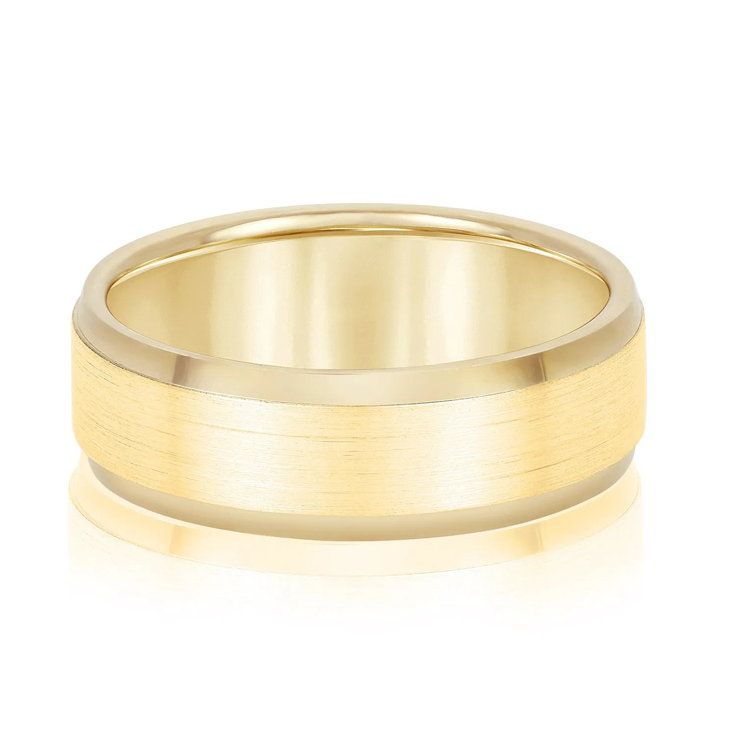 Men's Comfort Fit Brushed Bevel Edge Classic Band