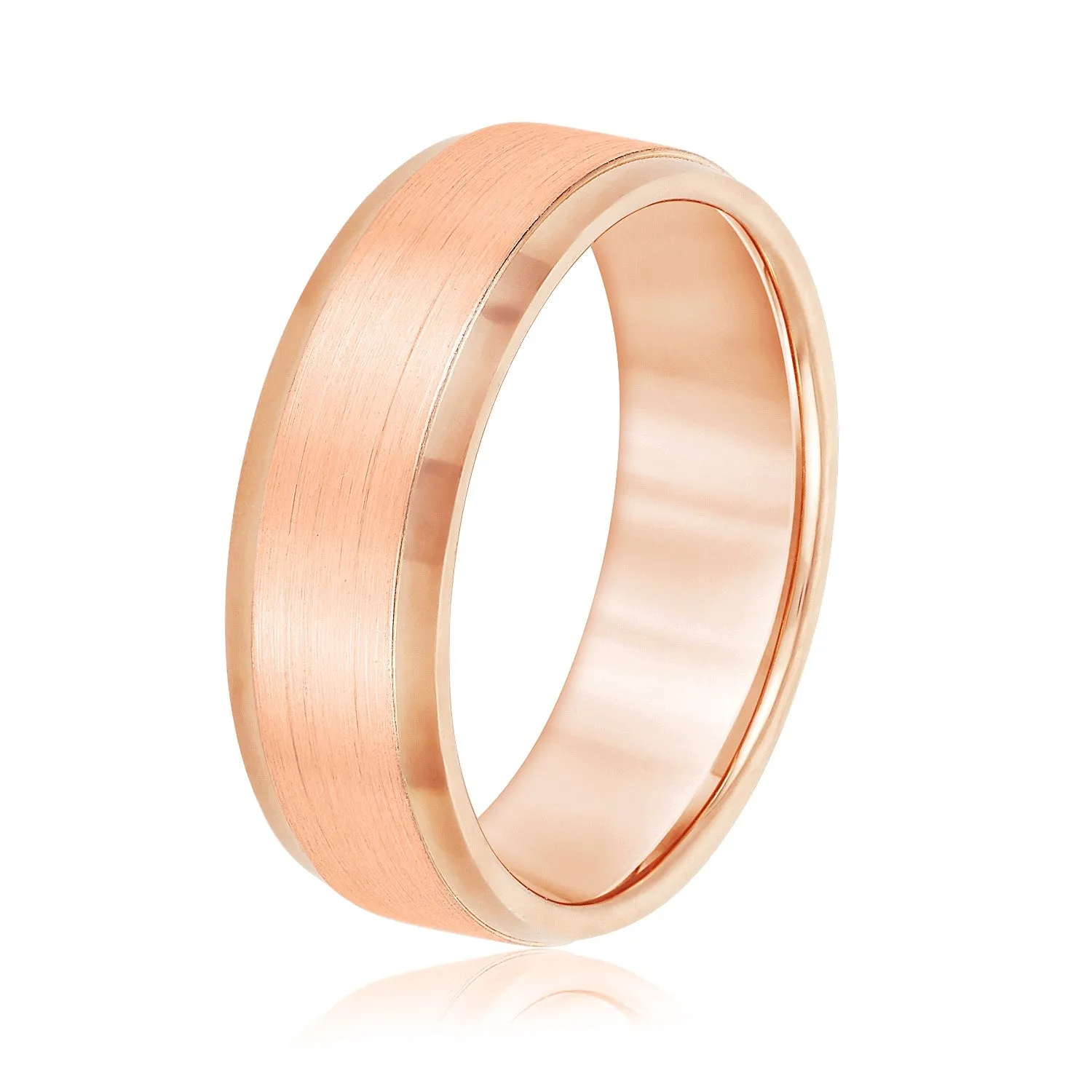 Men's Comfort Fit Brushed Bevel Edge Classic Band