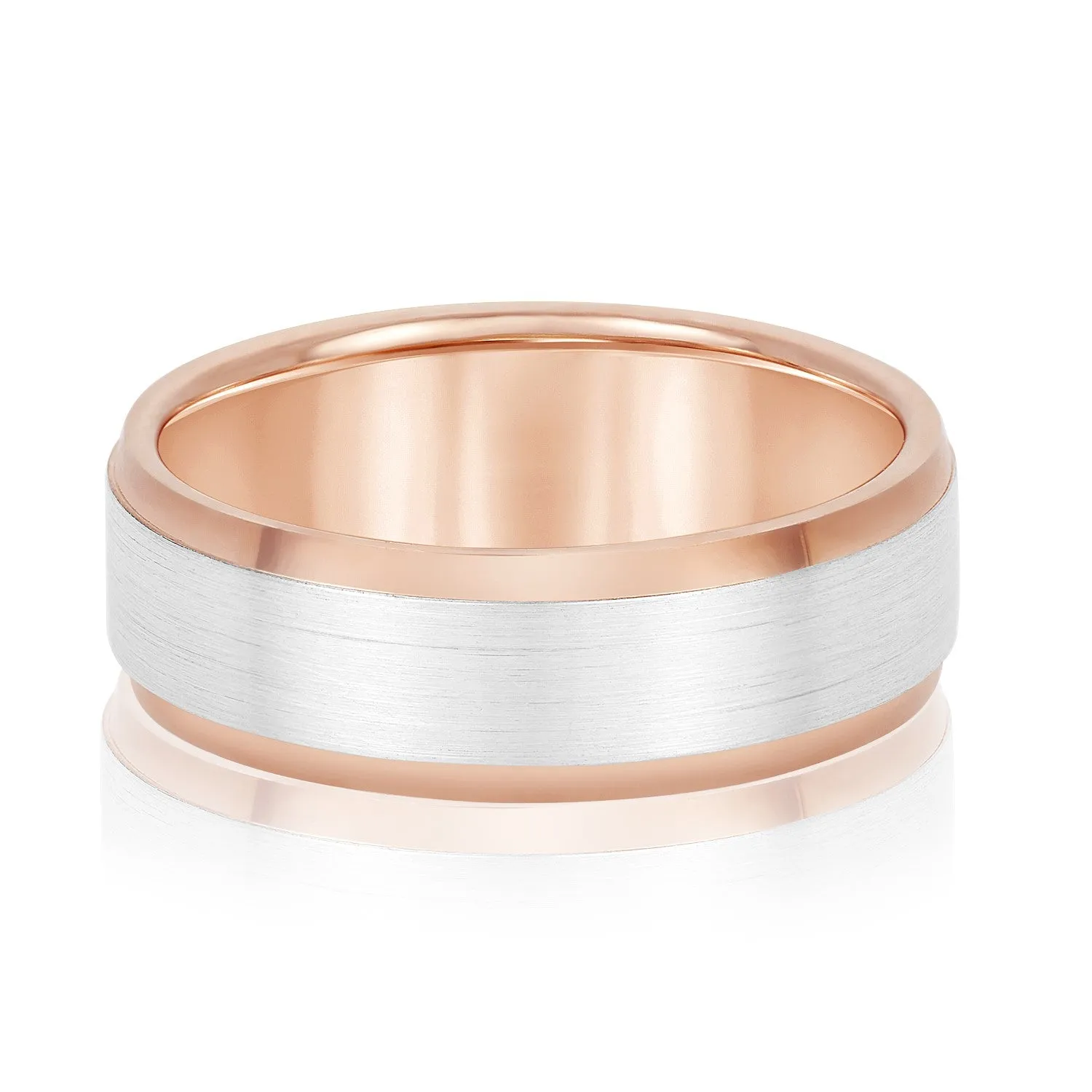 Men's Comfort Fit Brushed Bevel Edge Classic Band