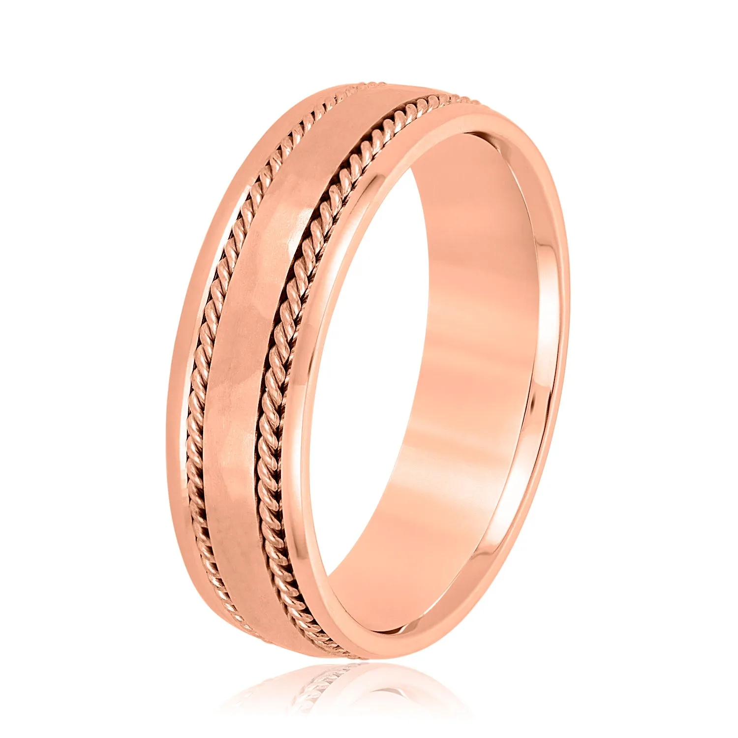 Men's Double Wide Rope Design Plain Wedding Band