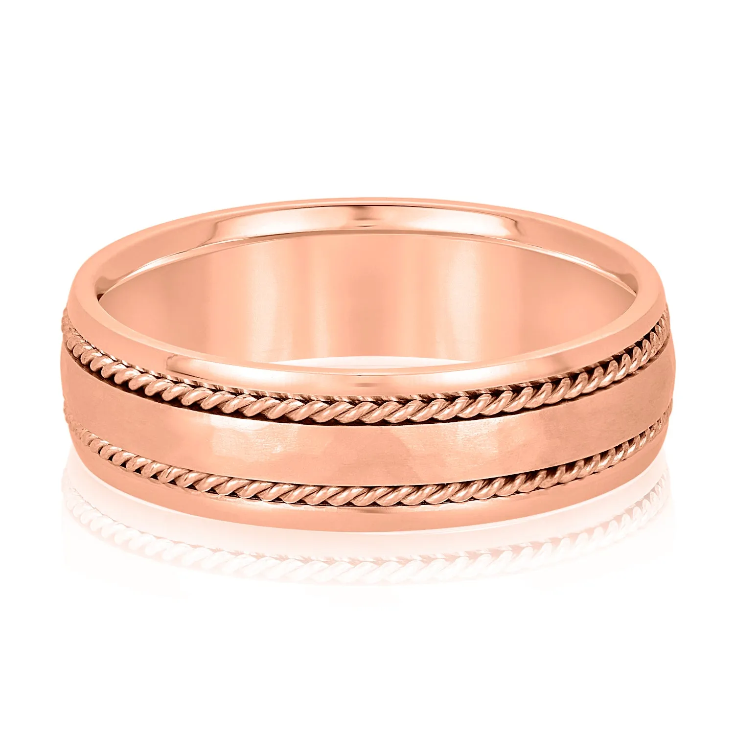 Men's Double Wide Rope Design Plain Wedding Band