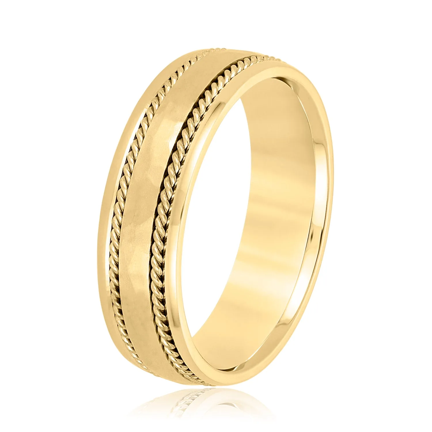 Men's Double Wide Rope Design Plain Wedding Band