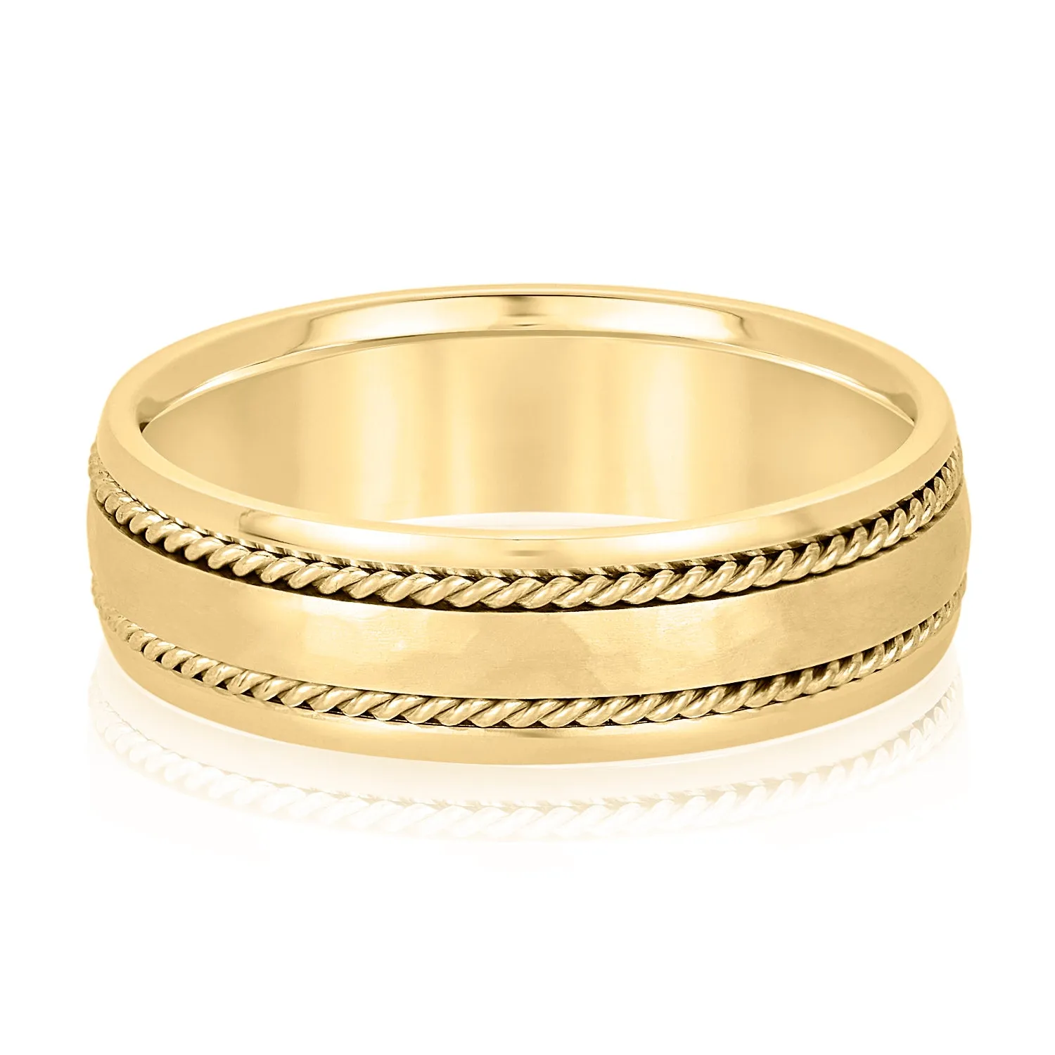 Men's Double Wide Rope Design Plain Wedding Band